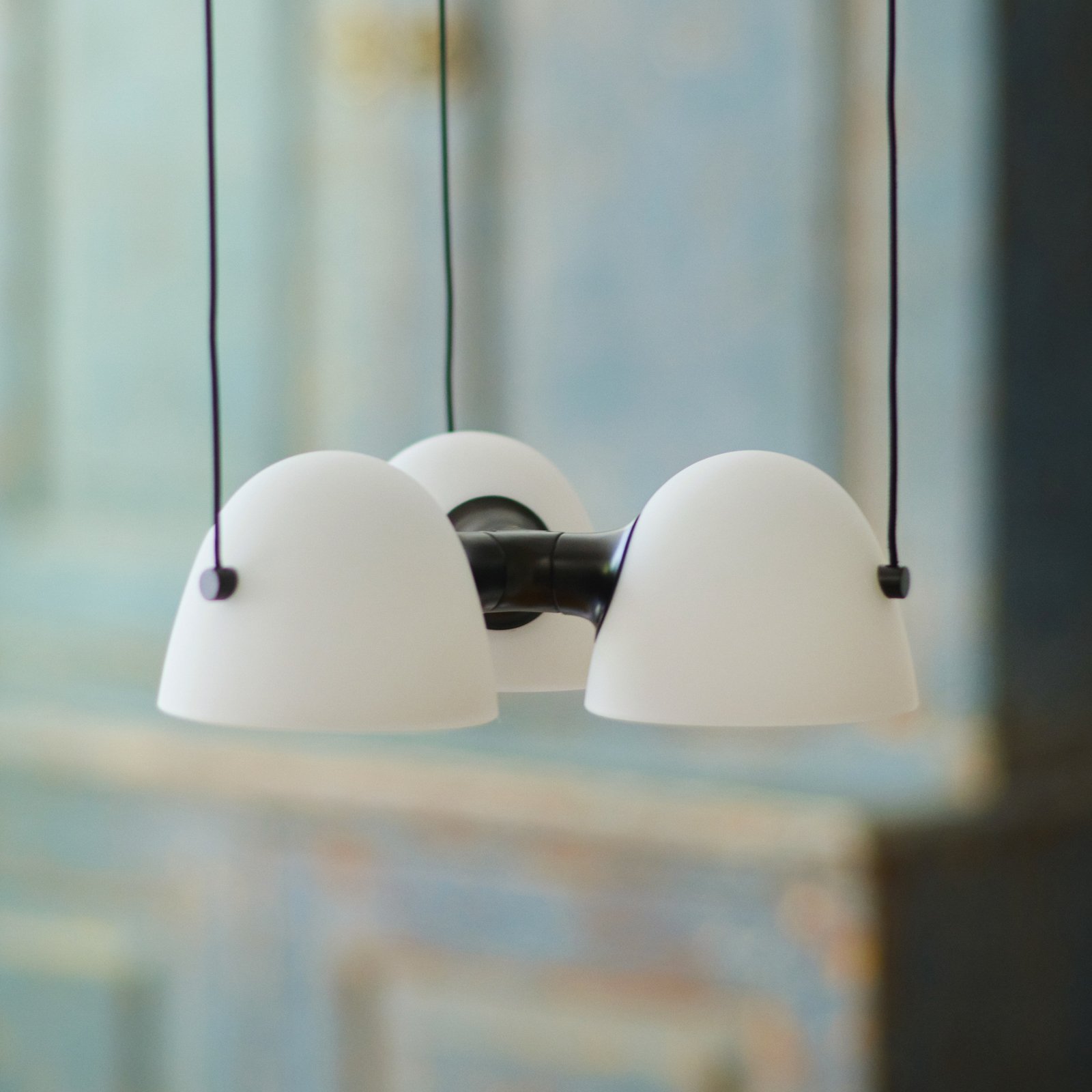 Lampă suspendată Fuse Triple, alamă, sticlă - Fabricată manual