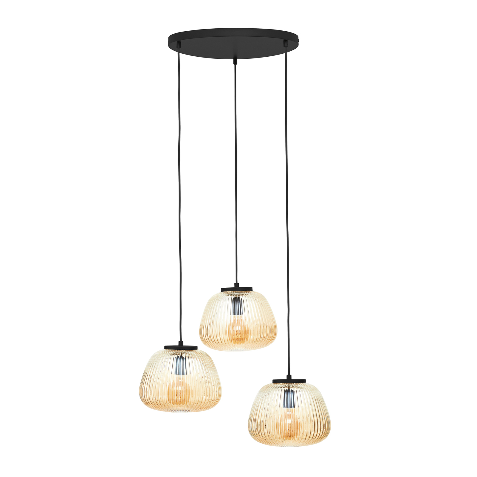Kaizen lámpara colgante, Ø 40 cm, ámbar, 3 luces, cristal