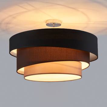 Sugerente lámpara de techo Melia, negro y marrón