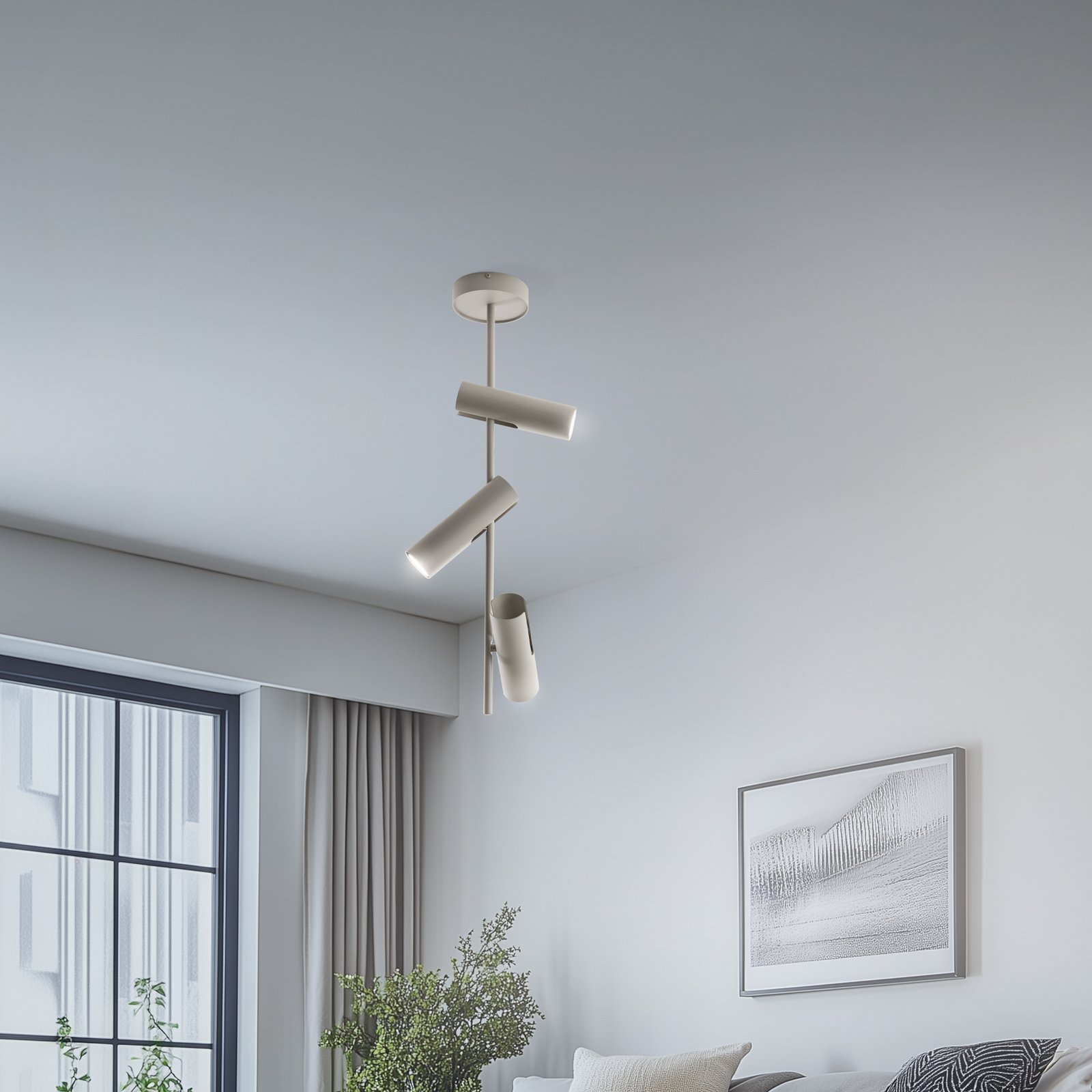 Leda 3 mennyezeti spotlámpa, taupe, 3 izzós, acél, GU10, magasság 76 cm