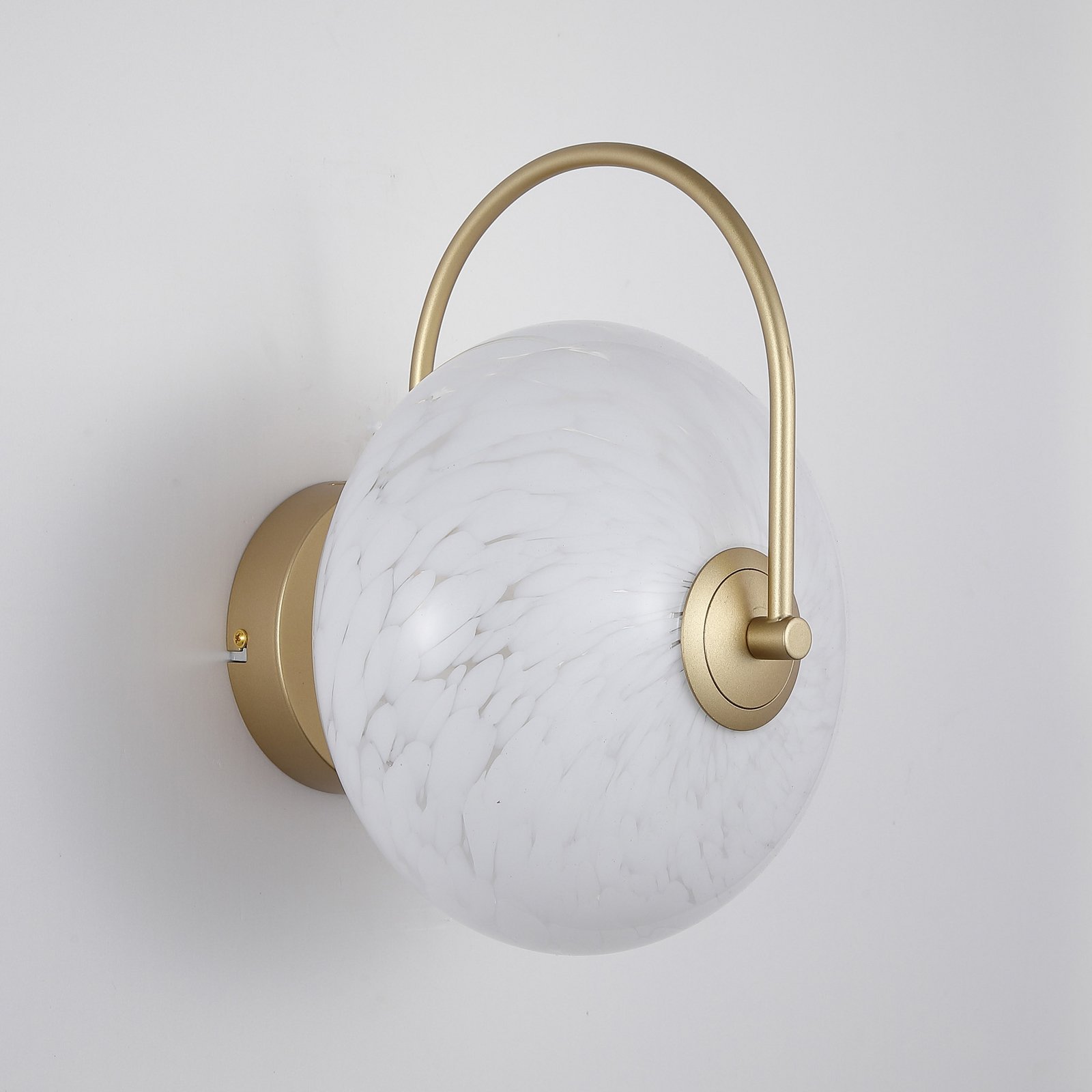 LED sienas lampa Confetti, zelta krāsā/balta, platums 25 cm, stikls