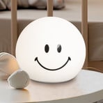 Lampă LED cu baterie Smiley, albă, Ø 13 cm, silicon