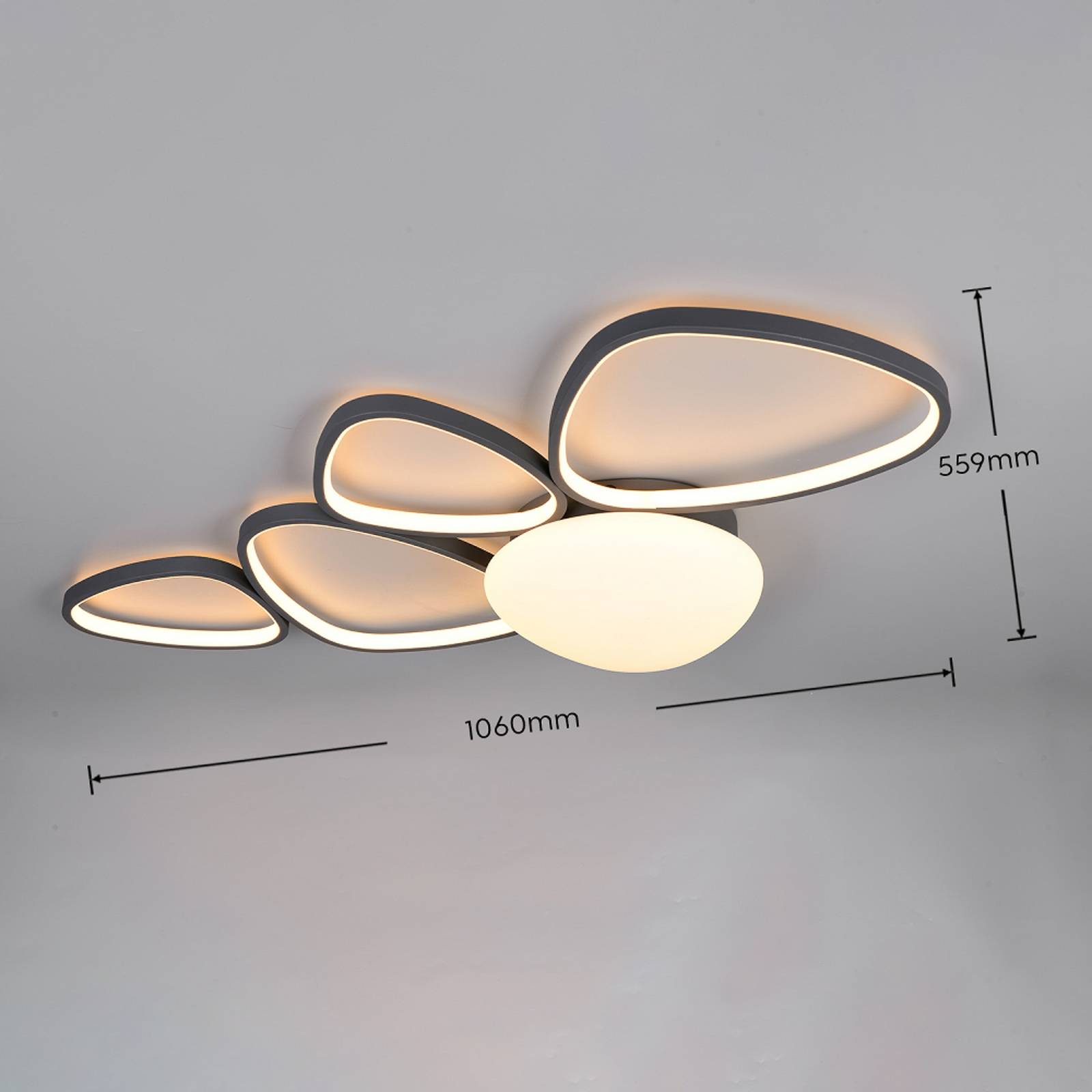 Trio Lighting LED plafondlamp Amelio, zwart, 102 cm, CCT, afstandsbediening