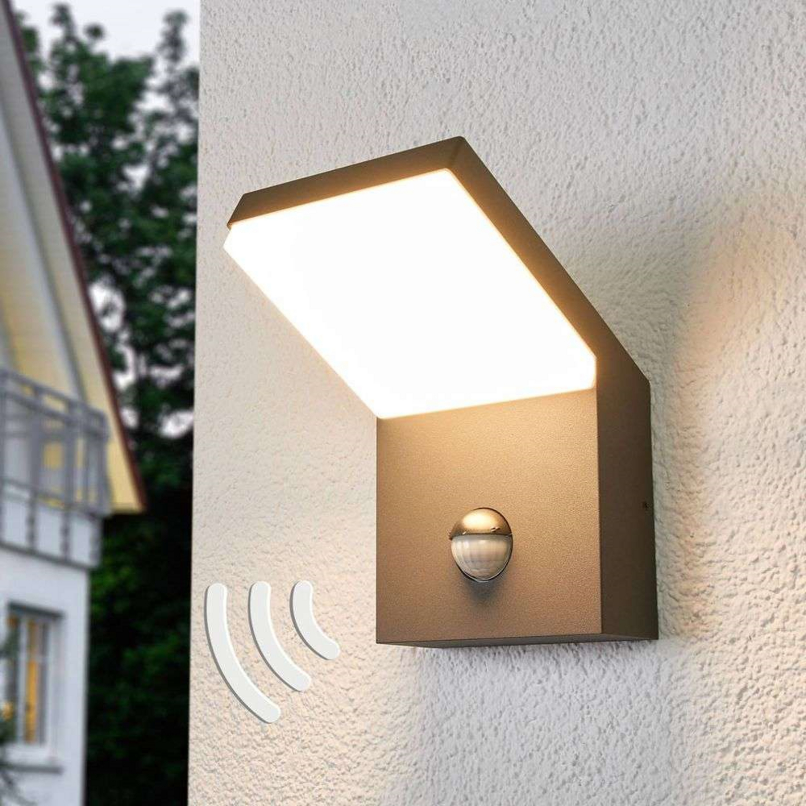 Yolena LED Aplique Exterior de Pared w/sensor Gris - Arcchio