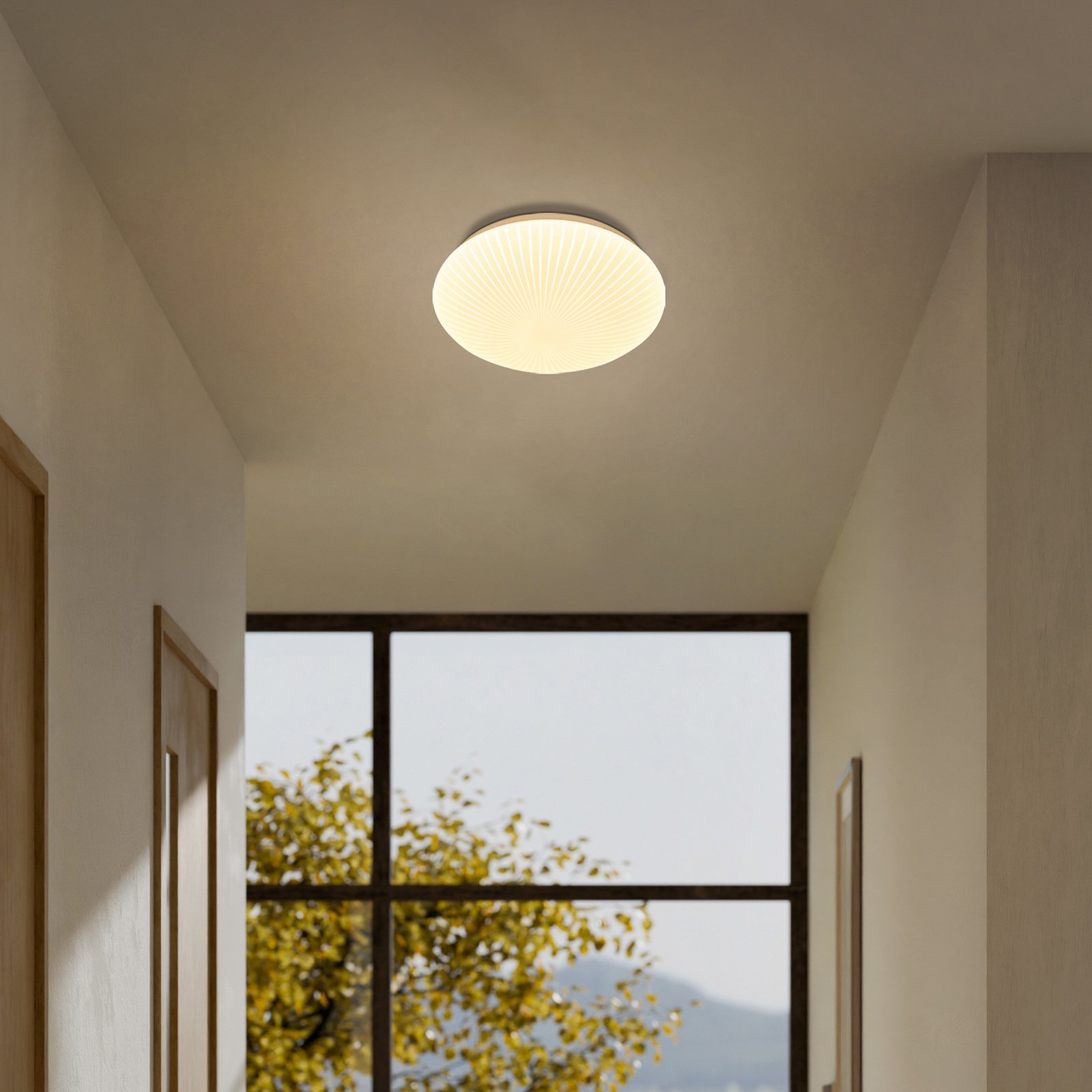 LED-taklampe Malta, Ø 29 cm, hvit, akryl, CCT