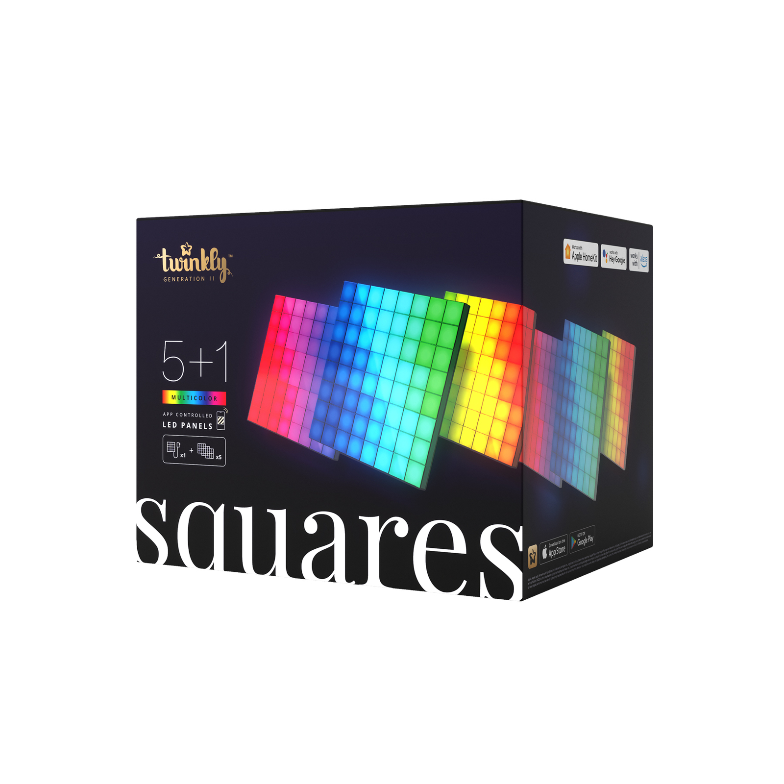 Twinkly RGB Squares black, IP20, 1+5 Starter Set