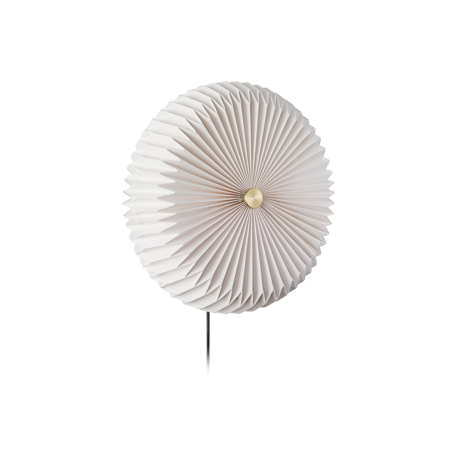 Plafoniera Belloy 40, paralume in carta plissettata, bianco