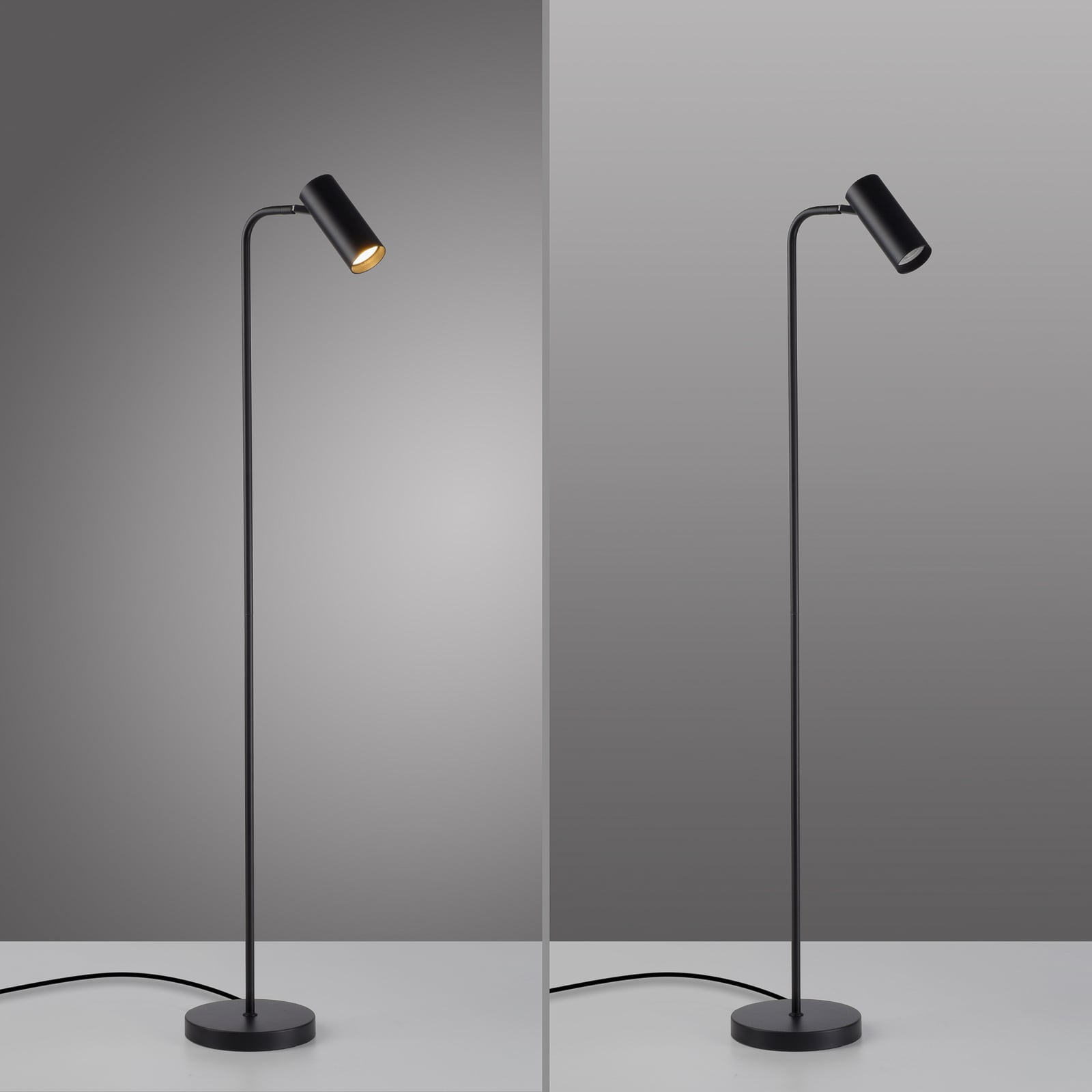 Gulvlampe RIK, svart, høyde 140 cm, metall, GU10-LED