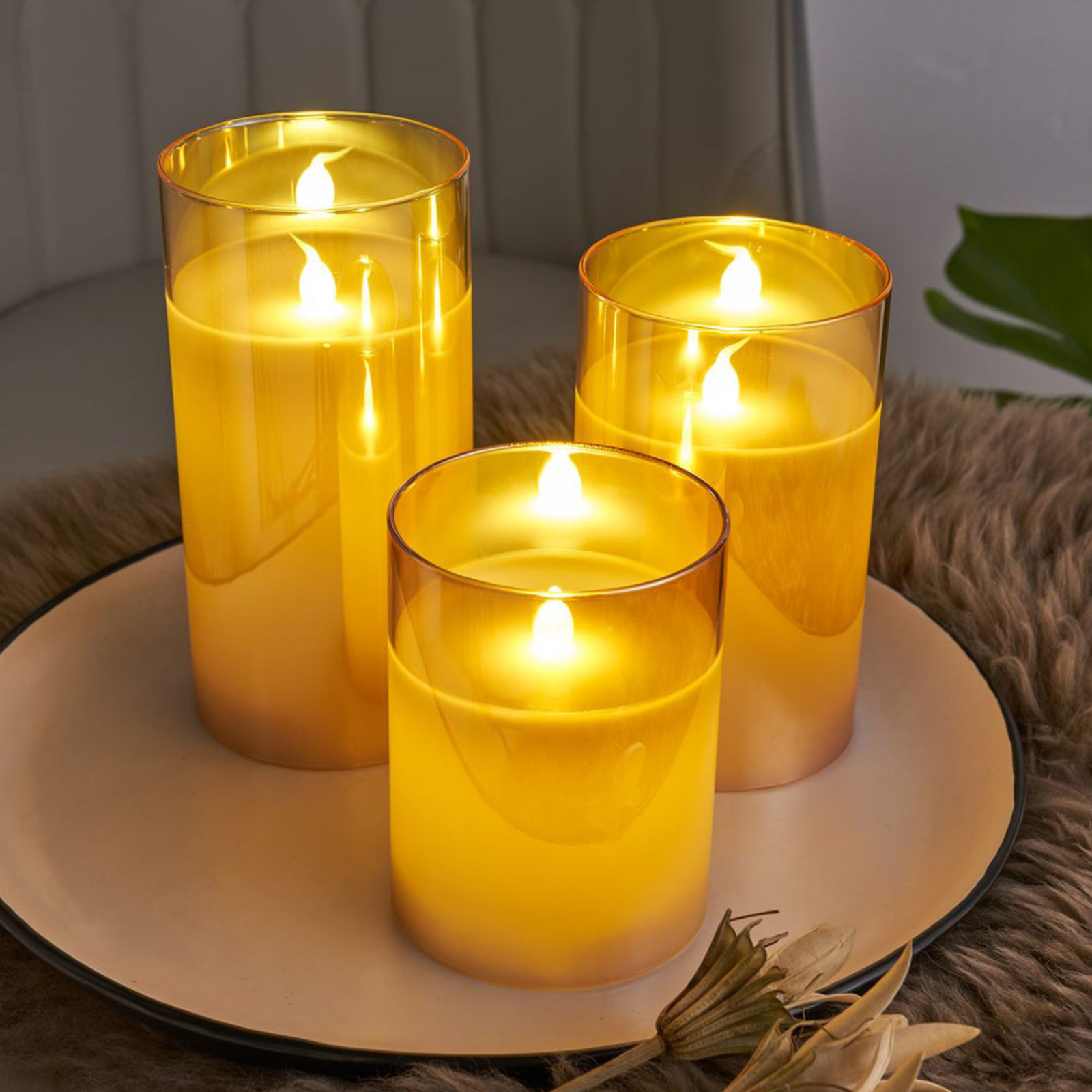 Pauleen Classy Golden Candle LED candle set of 3