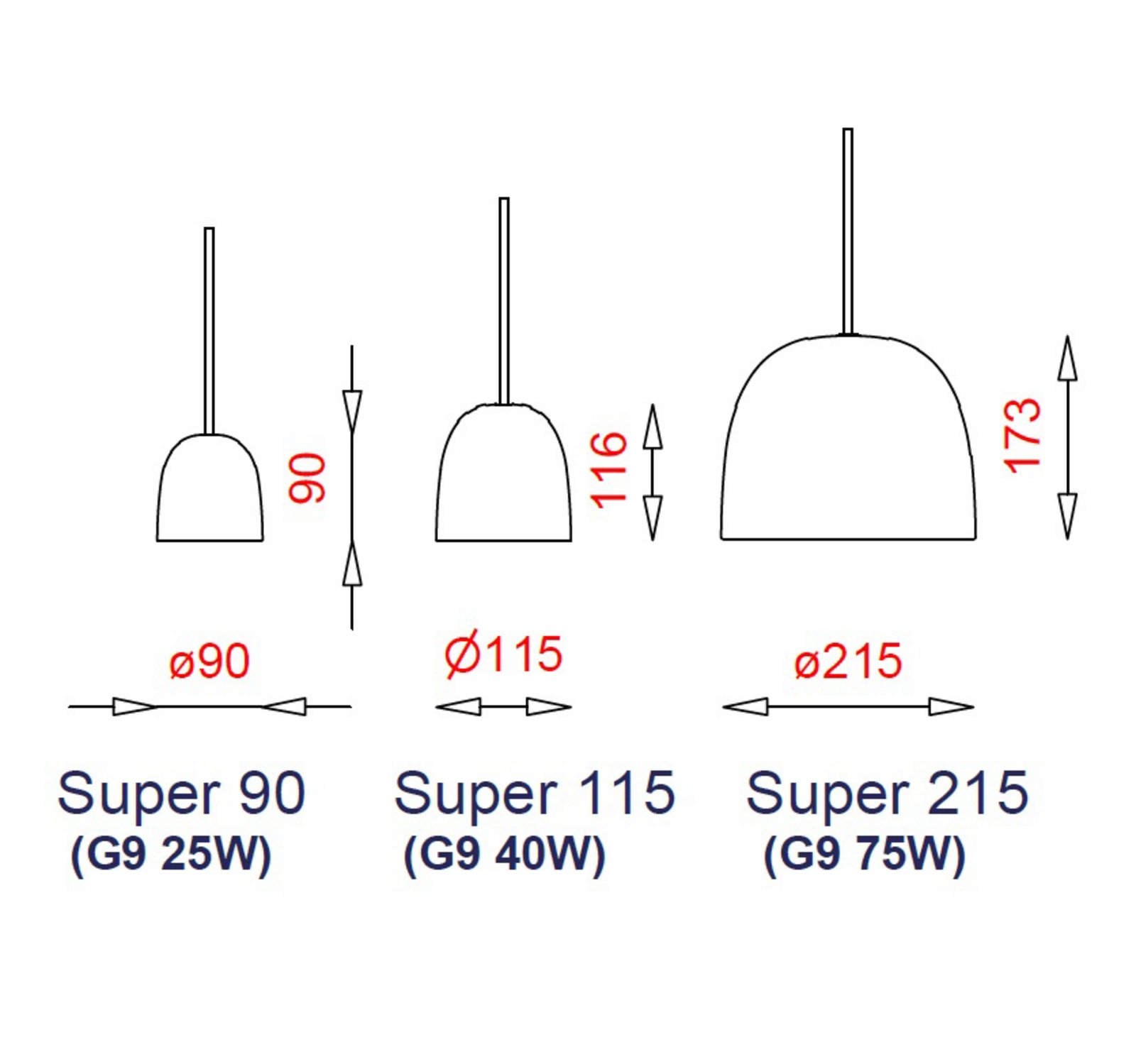 Super 215 Lustră Pendul Opal/Roșu - Piet Hein