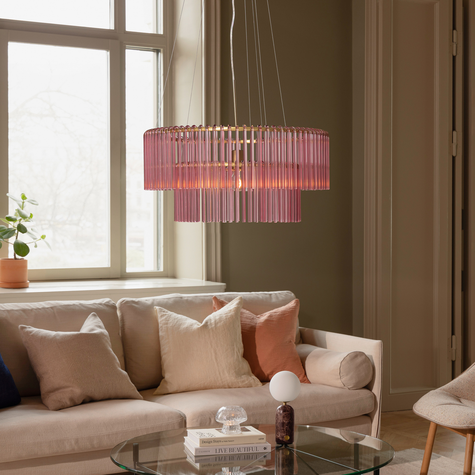 Globen Lighting hanglamp HOOK 60, glas, roze