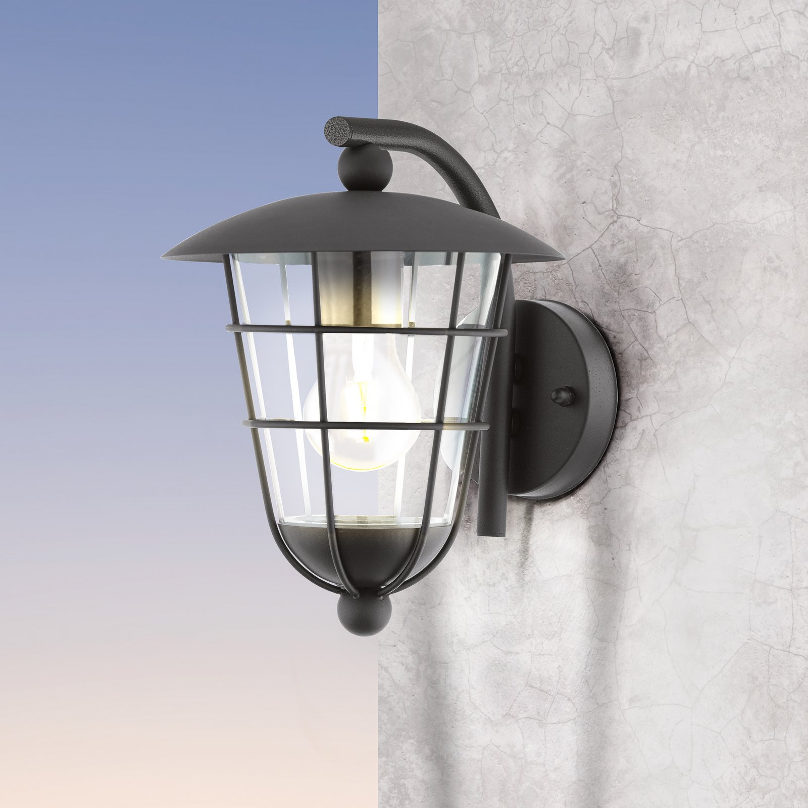 Venkovní nástěnné světlo Pulfero, černá, dolů