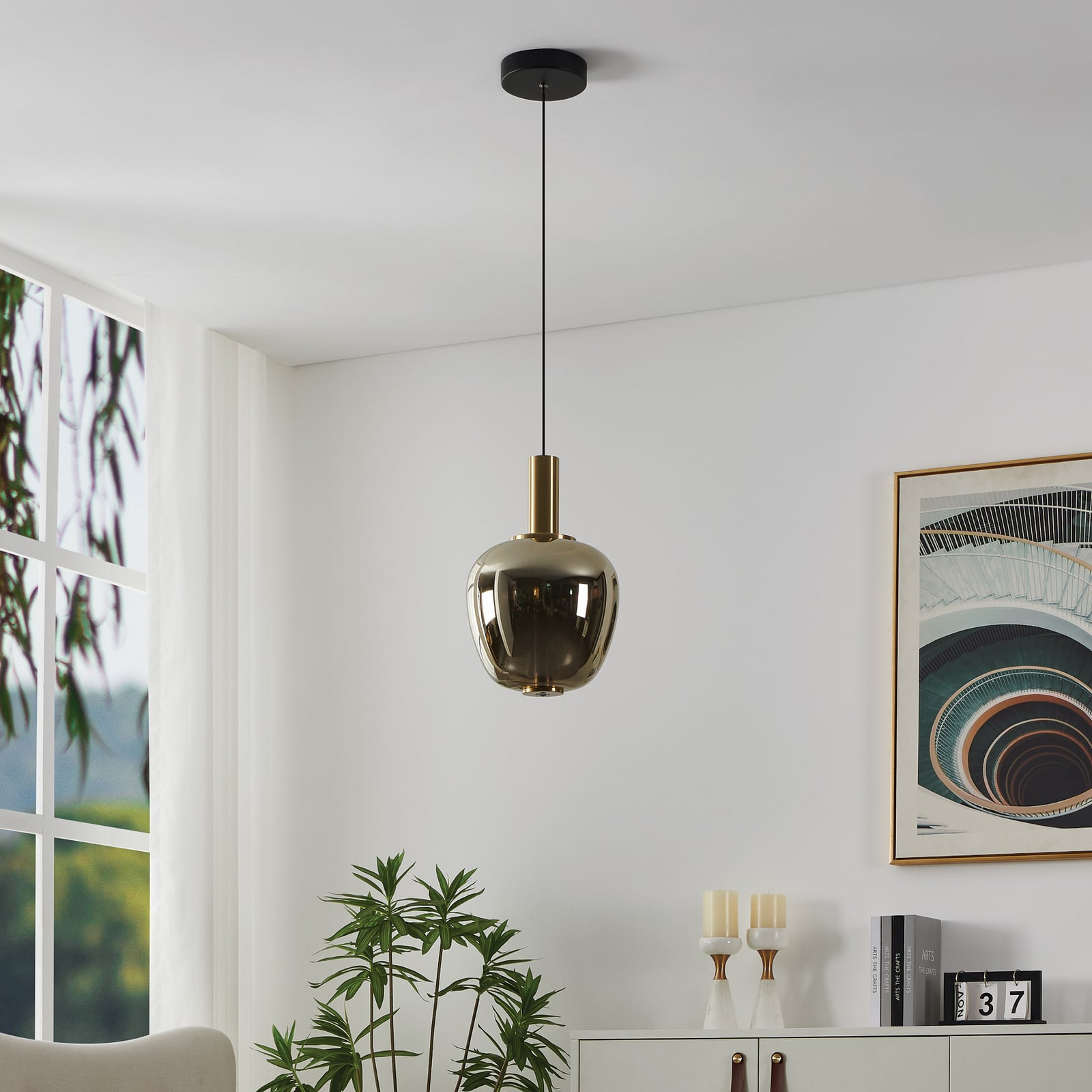 Suspension LED Stars of Light Fruitera dorée Ø 25 cm en verre CCT