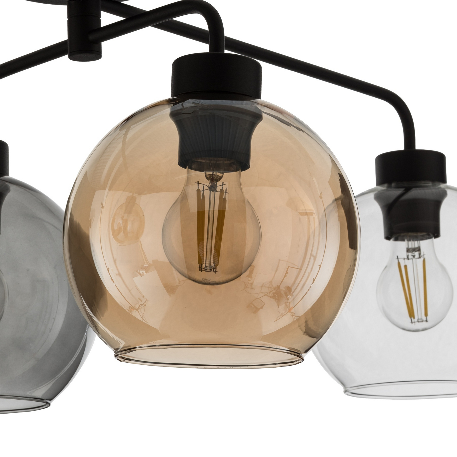 Deckenlampe Cubus vierflammig klar/bernstein/grau Deckenlampe Cubus vierflammig klar/bernstein/grau