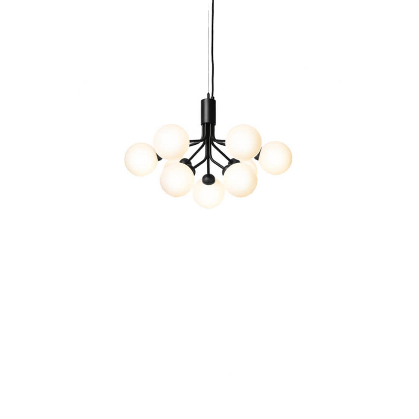 Apiales 9 Chandelier Satin Negro/Ópalo Blanco - Nuura