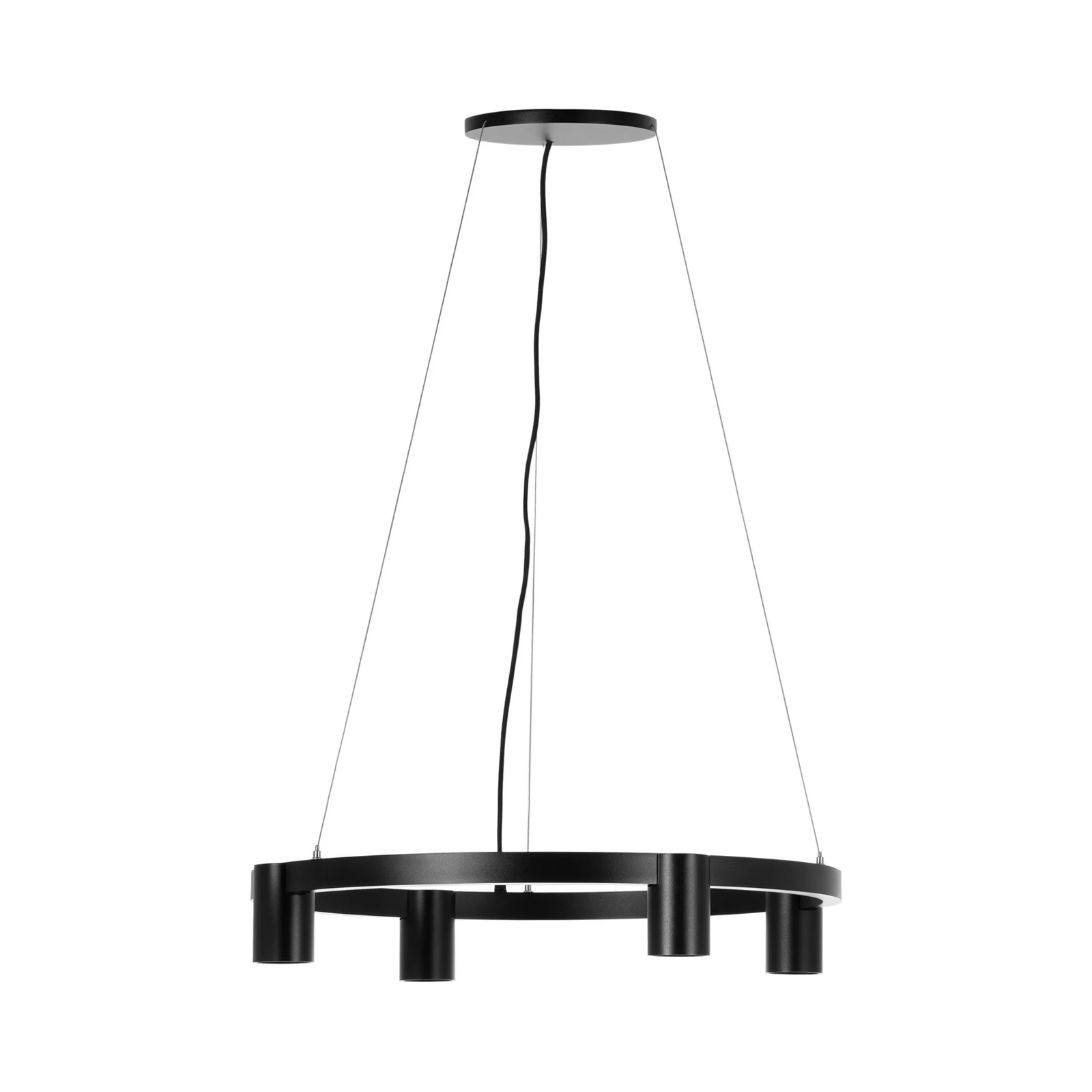 Arcchio Κρεμαστή λάμπα Brinja, μαύρη, Ø 64 cm, 4 φώτα, GU10