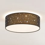 Lindby LED stropna svetilka Ellamina, 40 cm, črna, tekstil