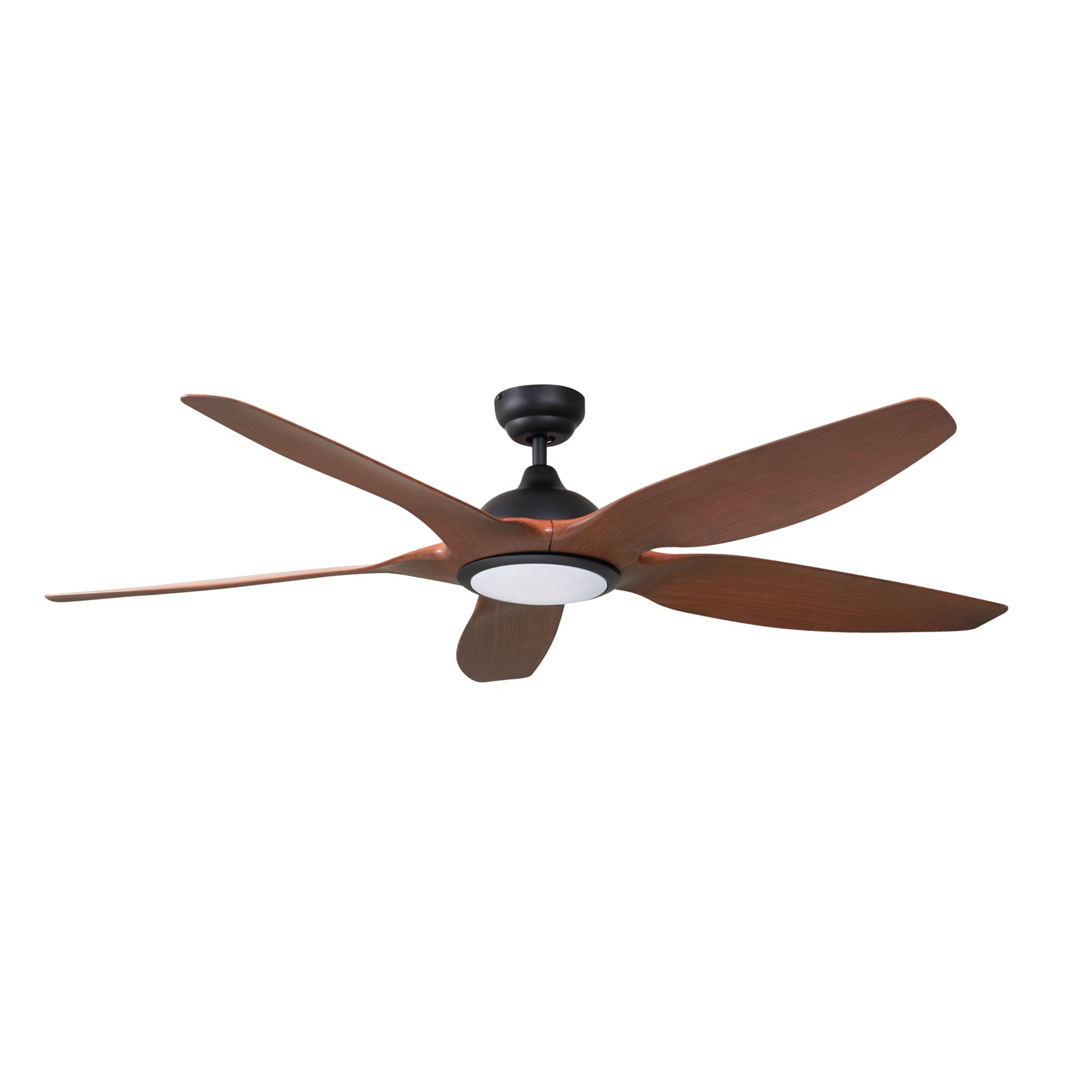 Omendo LED ceiling fan, black, DC, quiet, CCT – Lucande