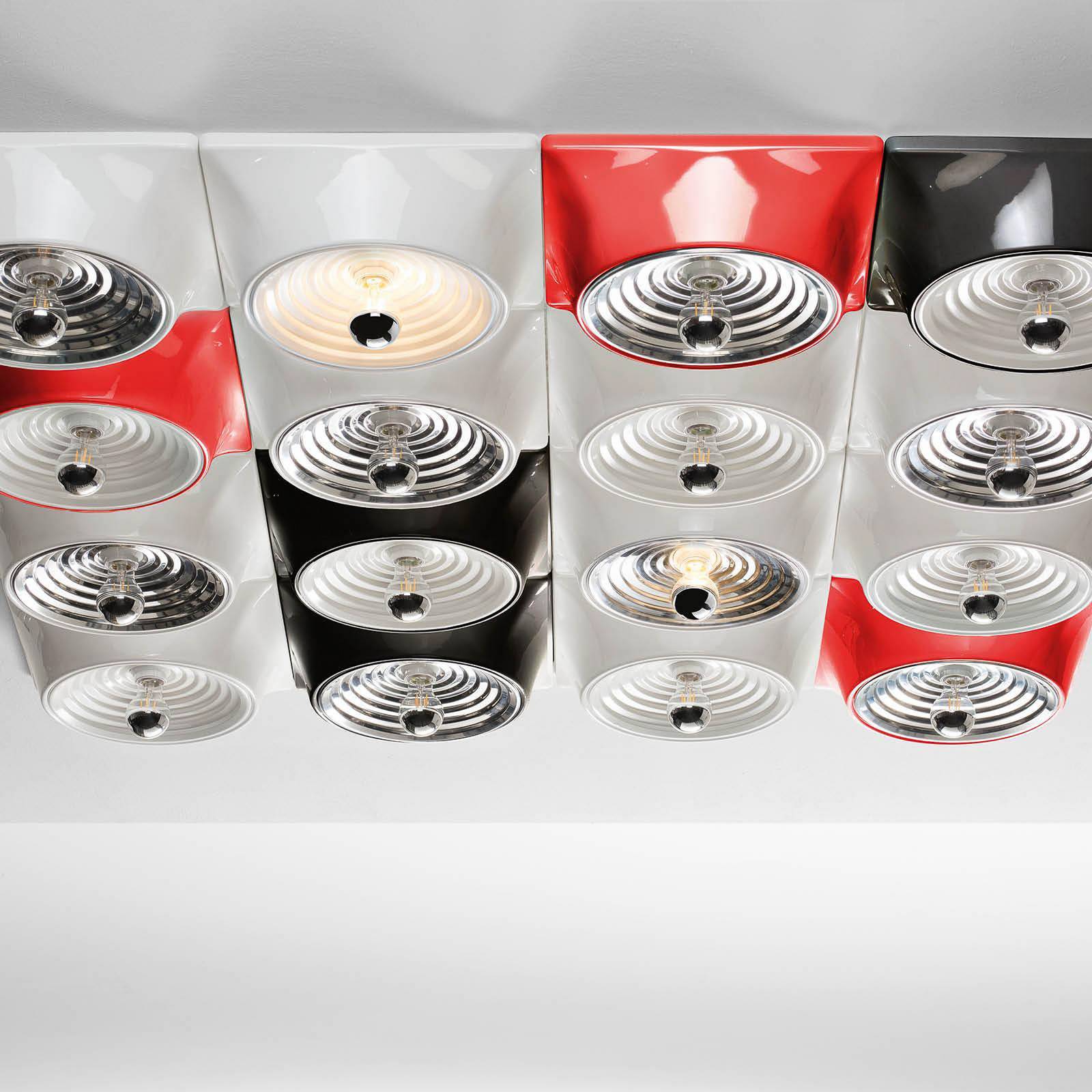 Lampa sufitowa Stilnovo Goletta, czerwony błyszczący/kolor aluminium