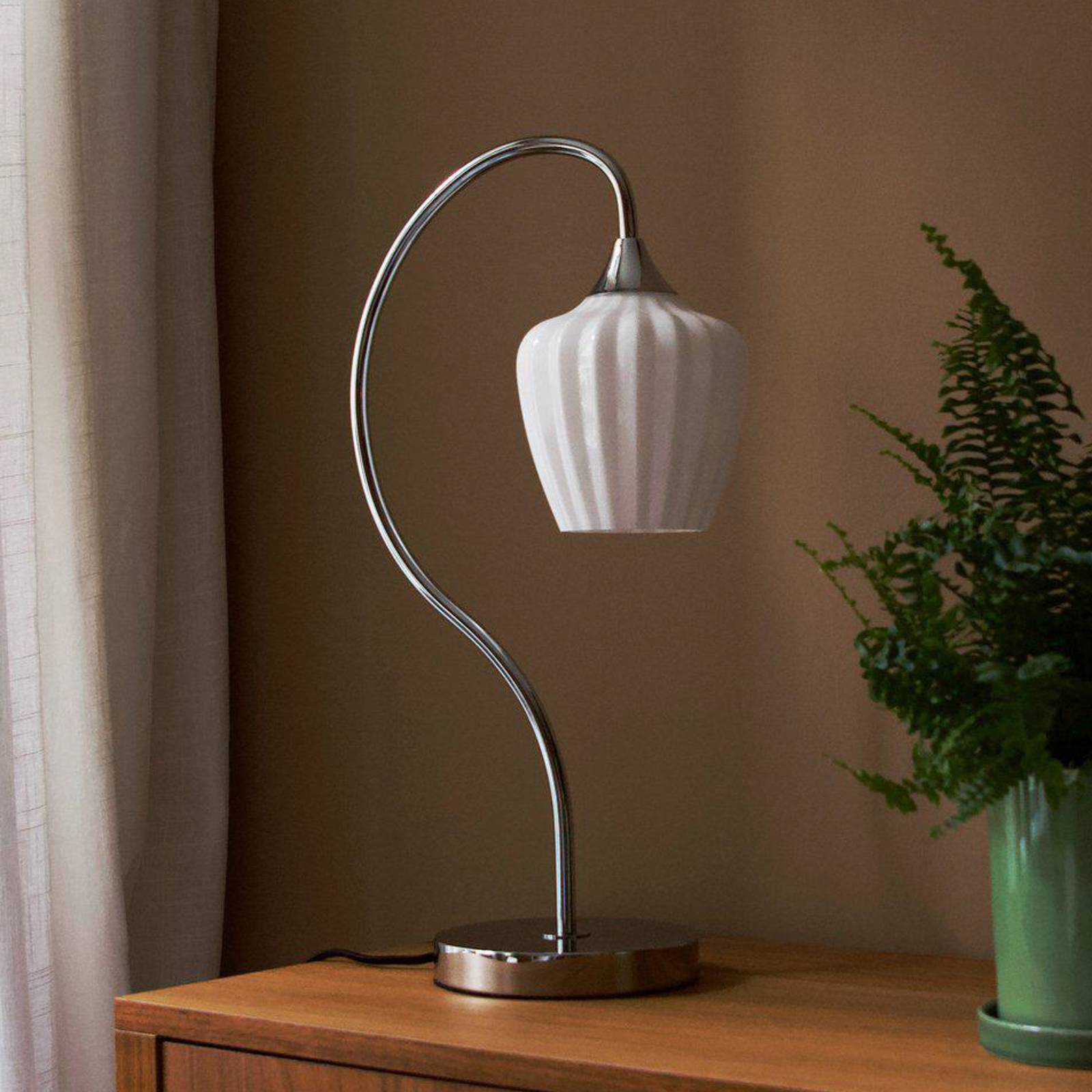 PR Home Tafellamp Amalfi, wit/chroom, hoogte 51 cm, glas, E14