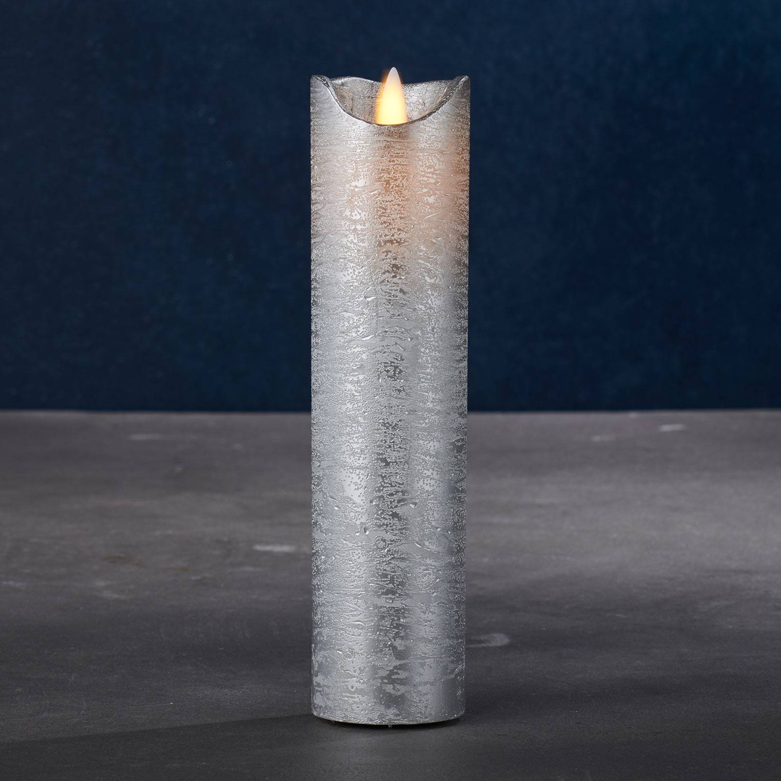 LED sviečka Sara Exclusive, strieborná, Ø 5cm, výška 20cm