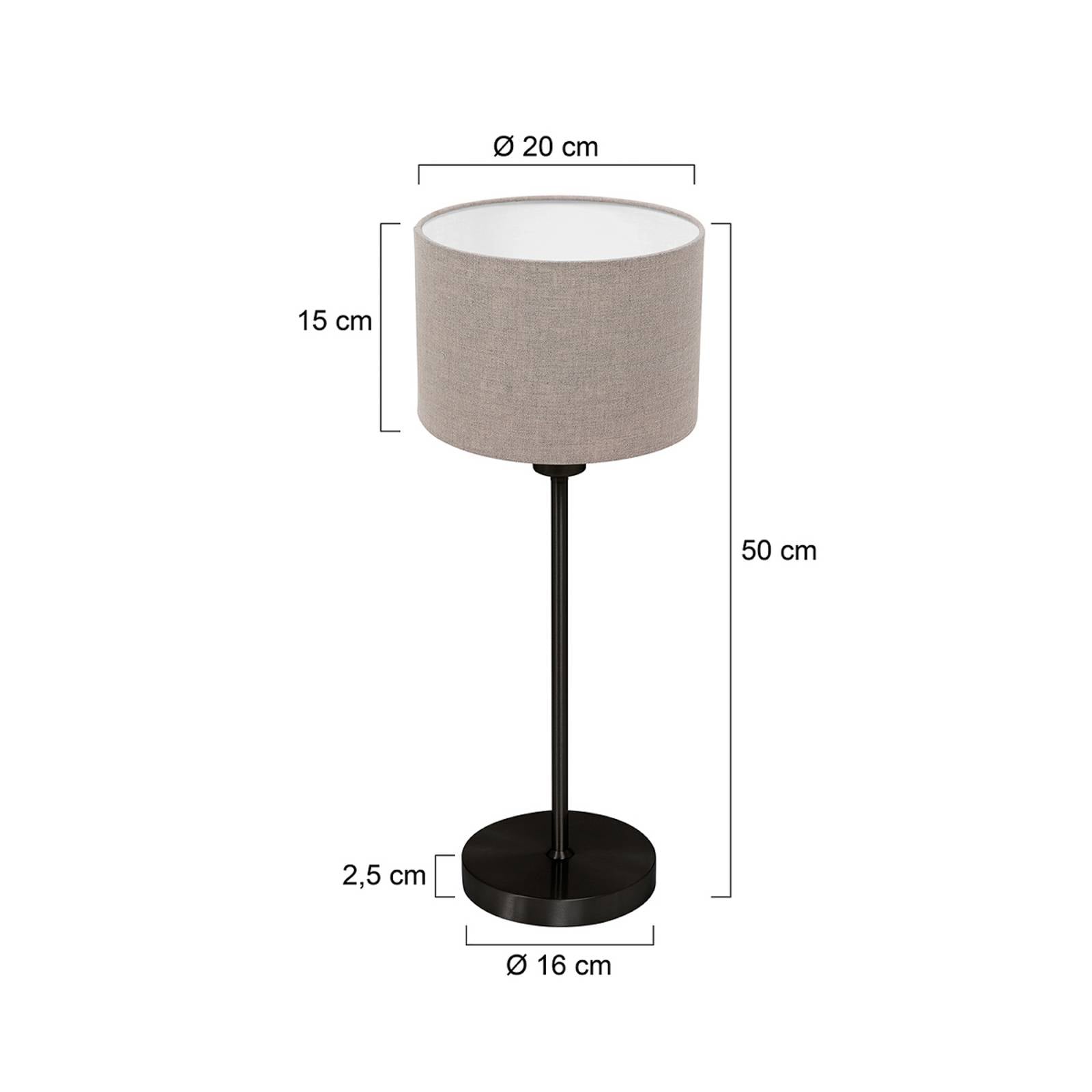 Levně Mexlite Stolní lampa Noor, černá/plátno v barvě bláta, výška 50 cm, E27