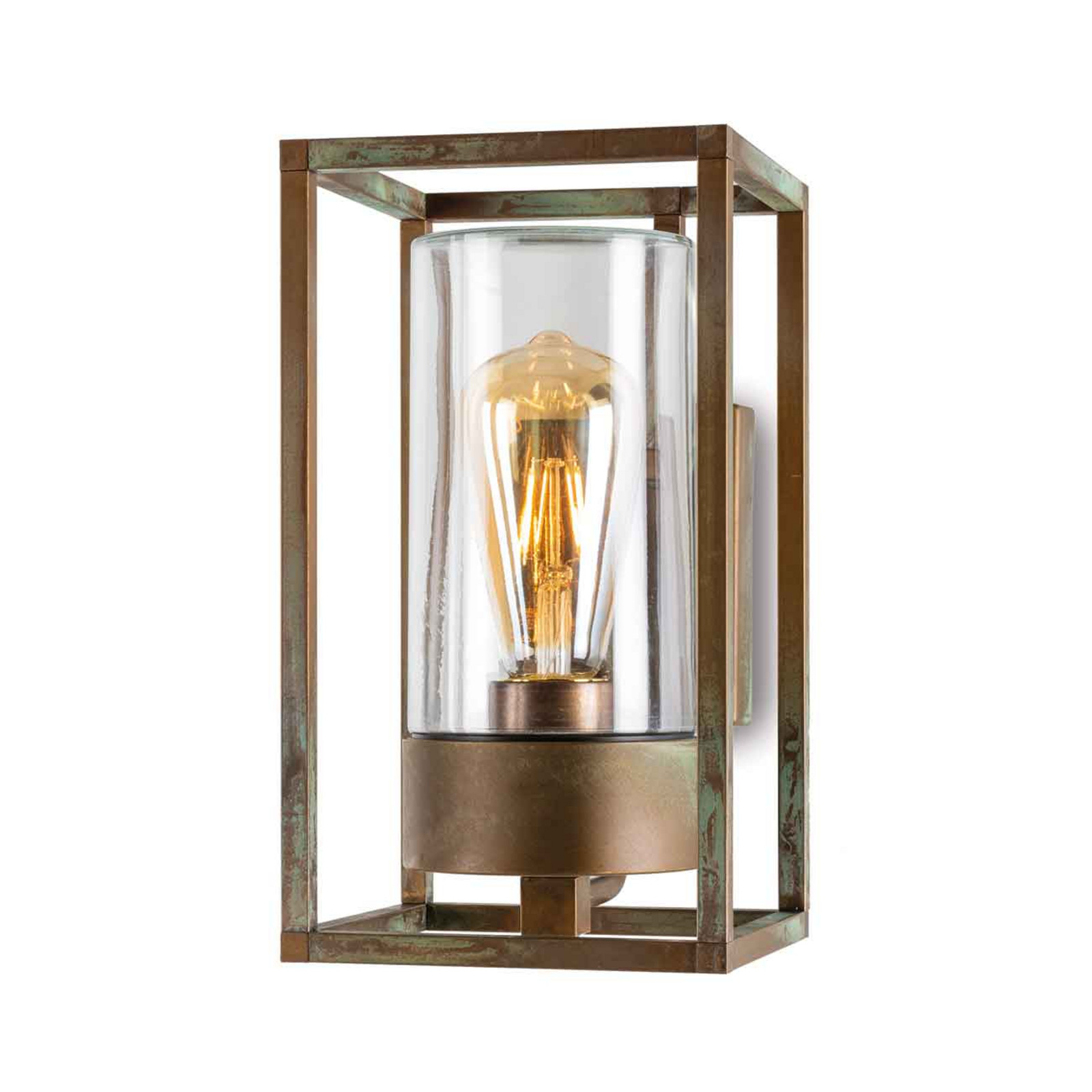 Moretti Luce Ορείχαλκος Αντίκες, Διάφανο Εξωτερικό Φωτιστικό Τοίχου Cubic³ 3364 Ορείχαλκος Αντικέ/Καθαρό
