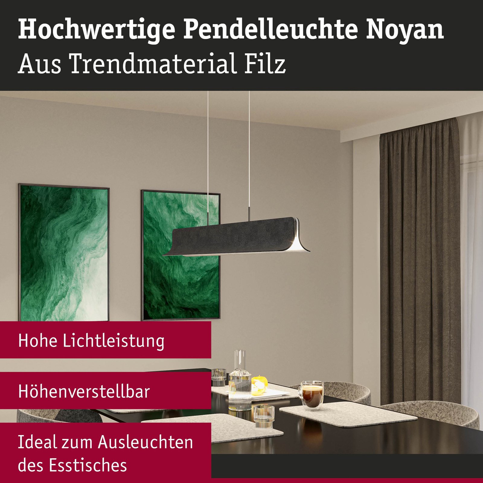 Noyan Pendel L1000 3-Step Antrasitt - Paulmann