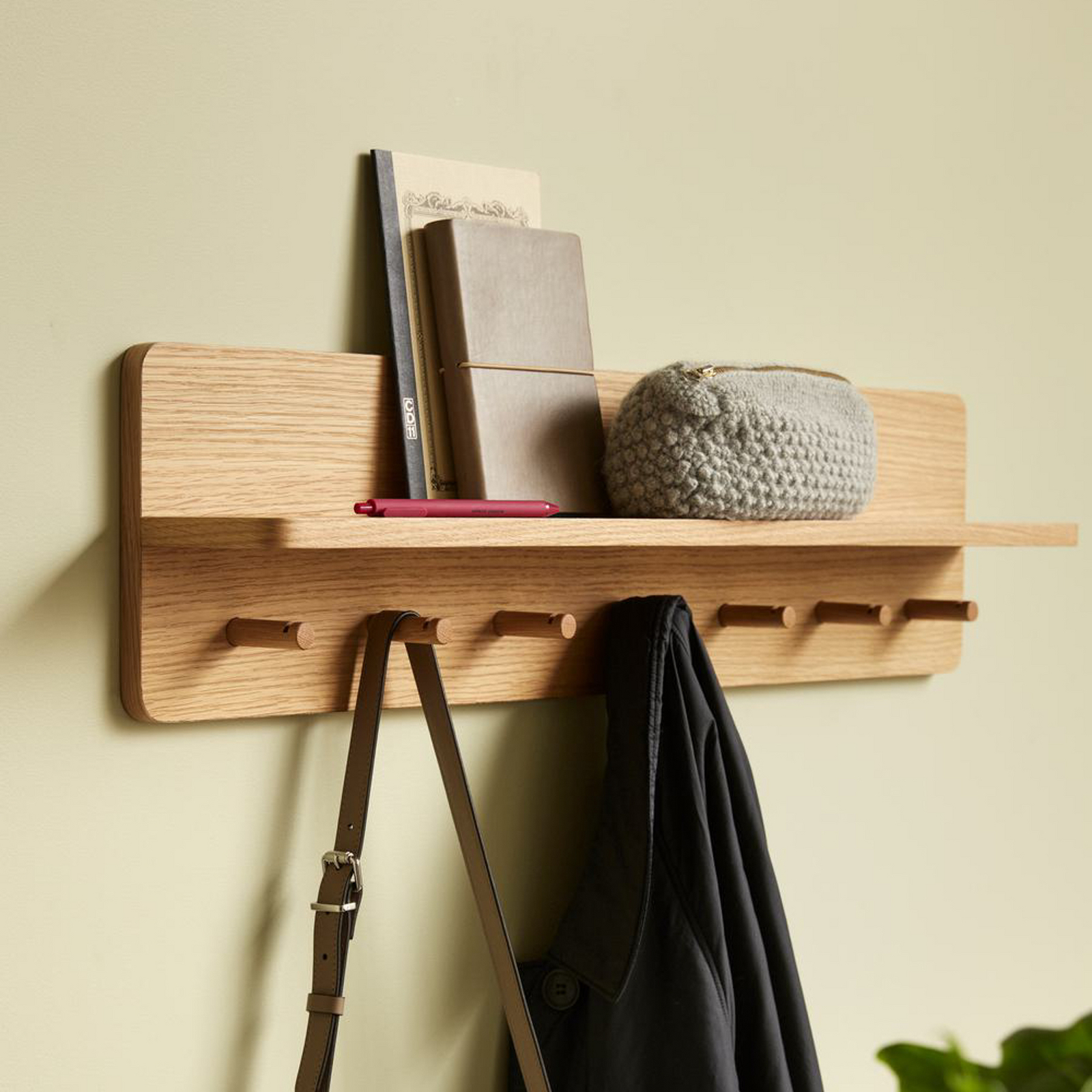 Hübsch coat rack Space Large, oak-coloured, length 80 cm