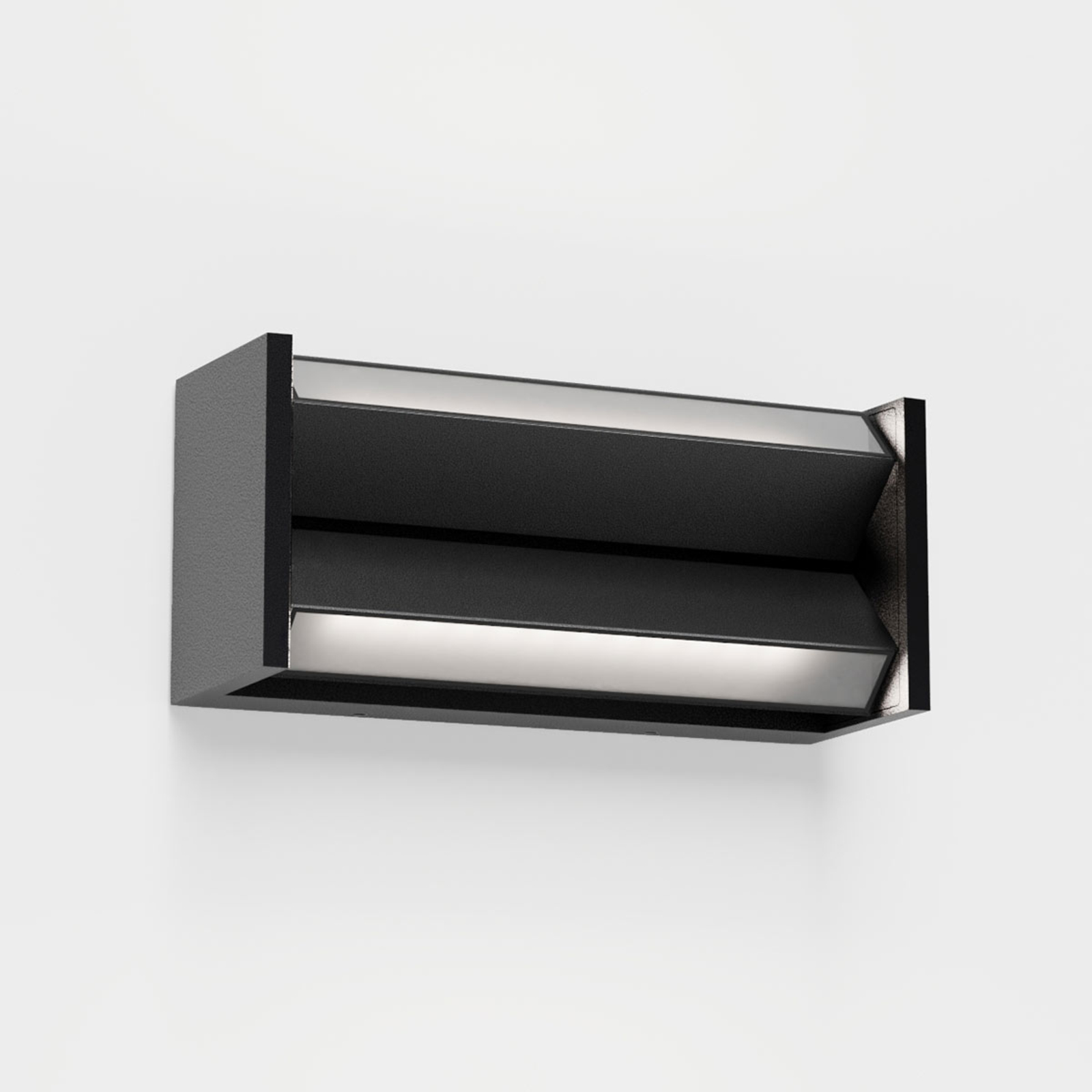 IP44.de slat LED outdoor wall light, black, die-cast aluminium, opal glass, 16 W, energy efficiency: A, W: 22 cm, H: 10.1 cm