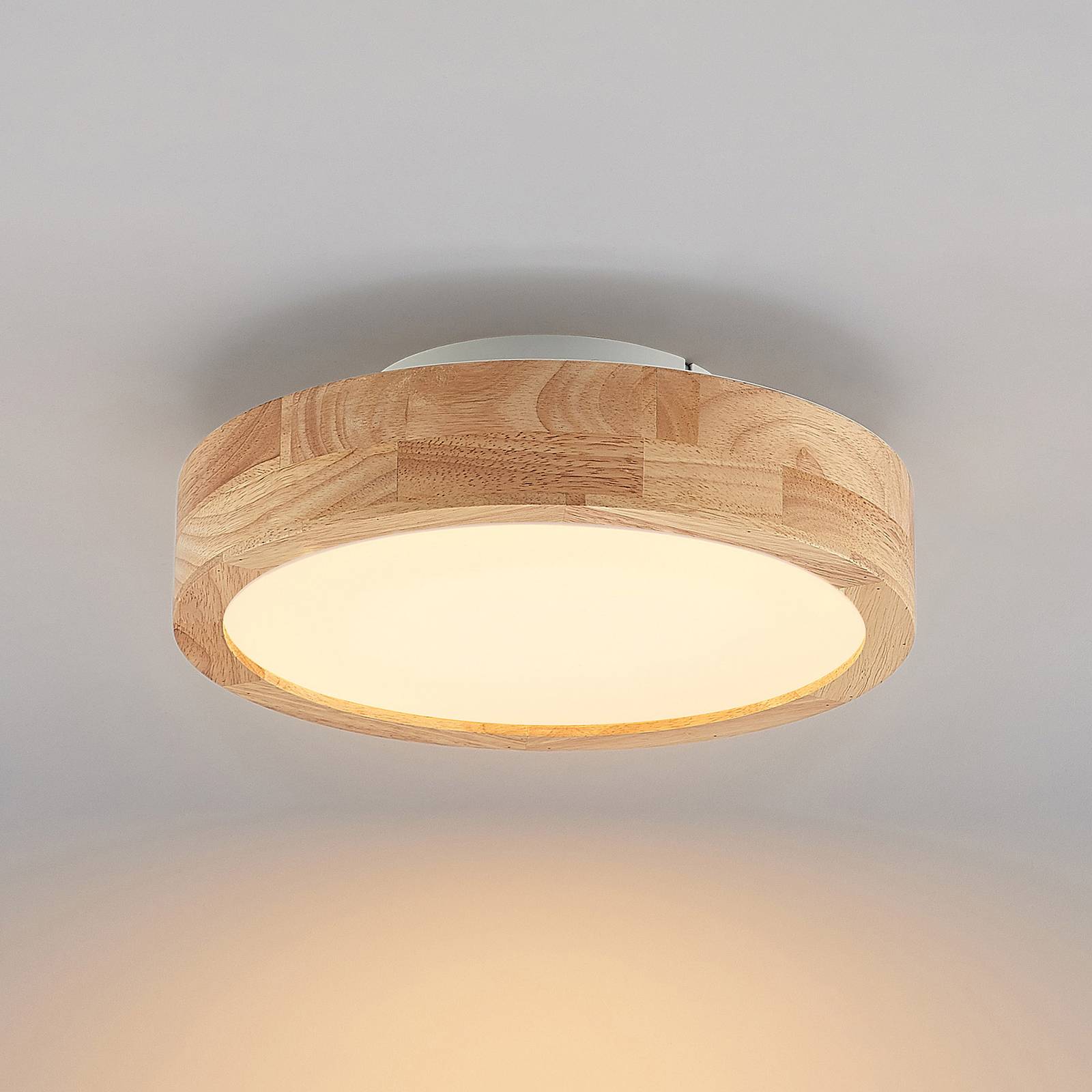 Lindby Lanira lampa sufitowa LED dębowa, 30 cm