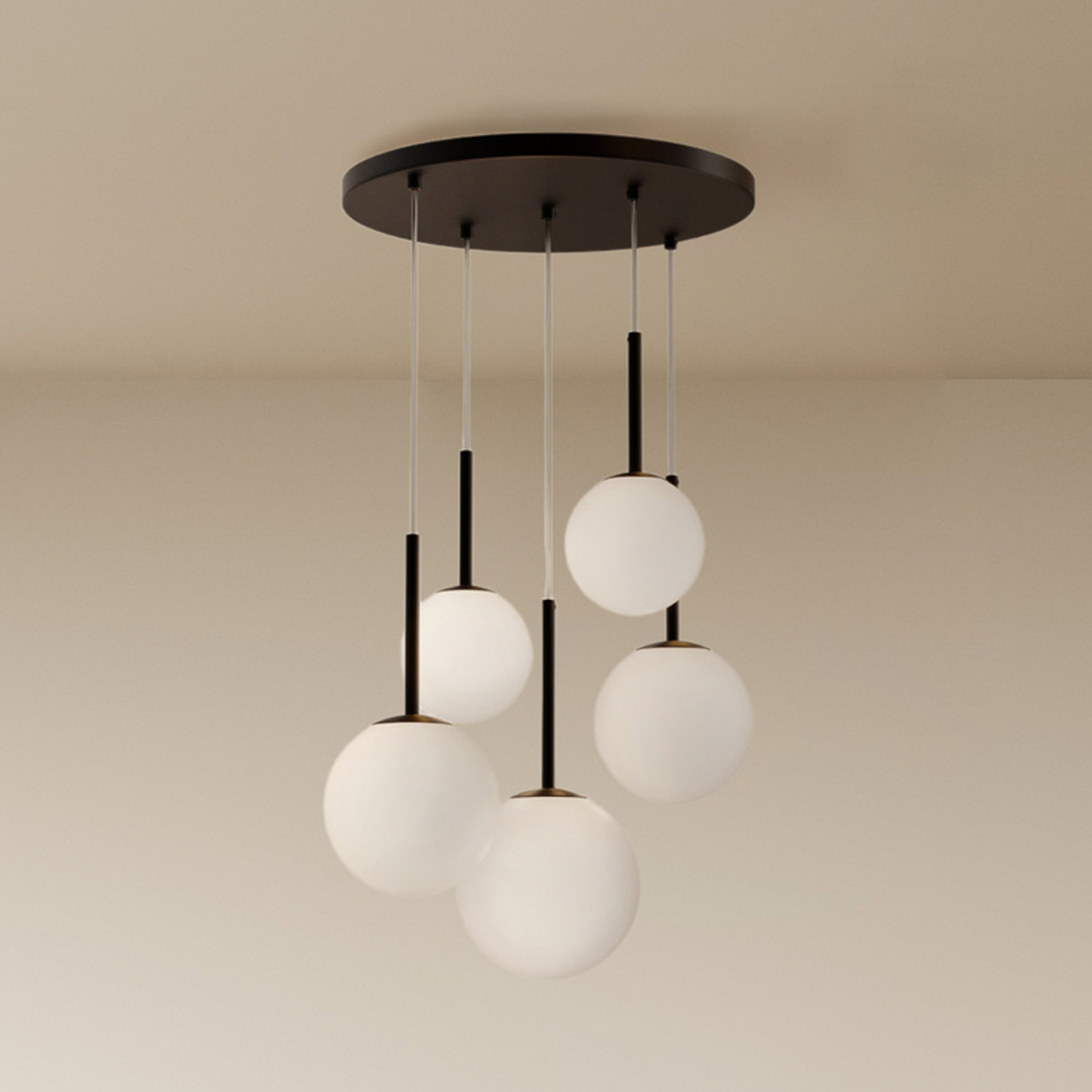 Lampa wisząca Maytoni Basic form, czarna, Ø 58 cm, 5-punktowa, szkło