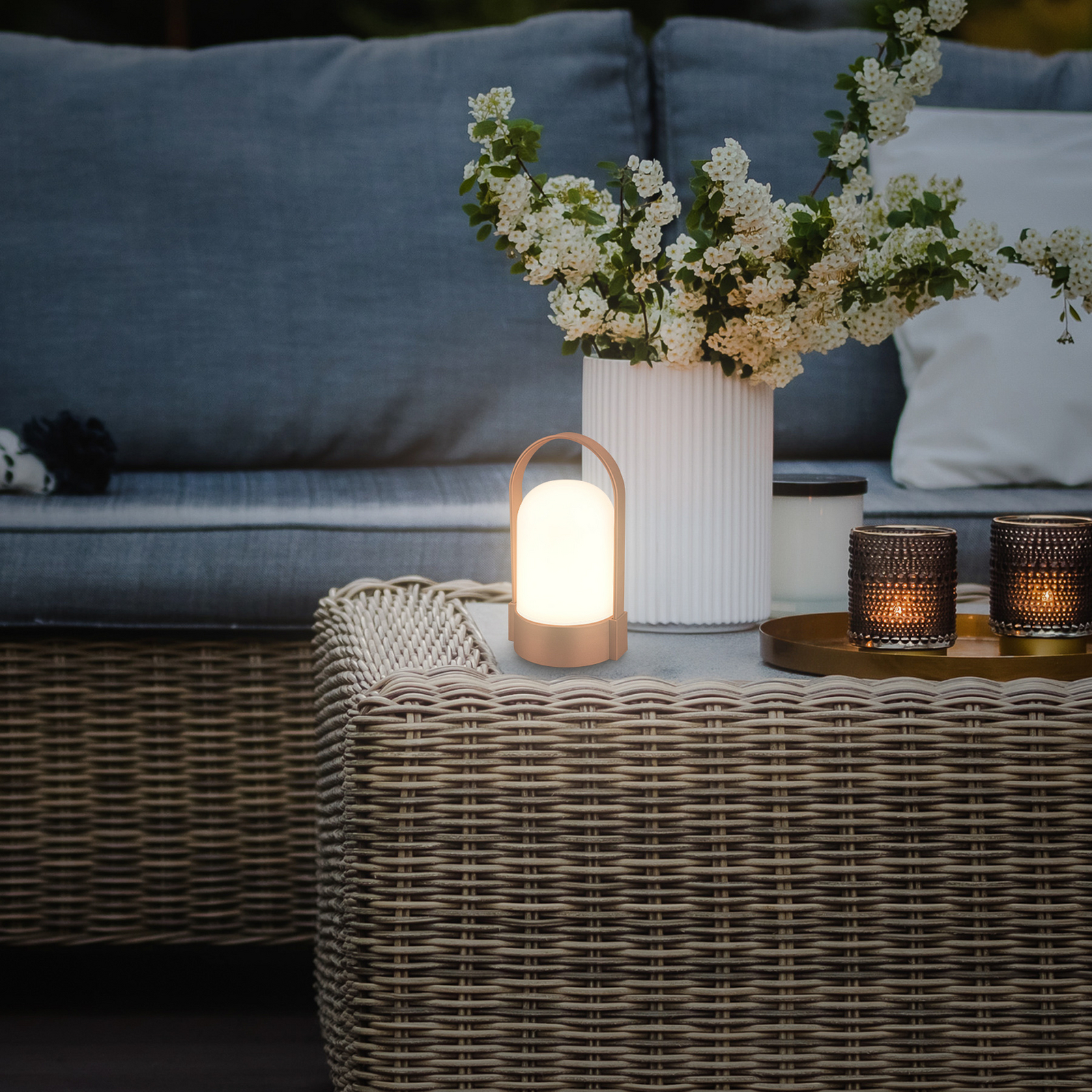 LED-Akku-Tischlampe ASA, kupferfarben, Höhe 15,5 cm, IP44