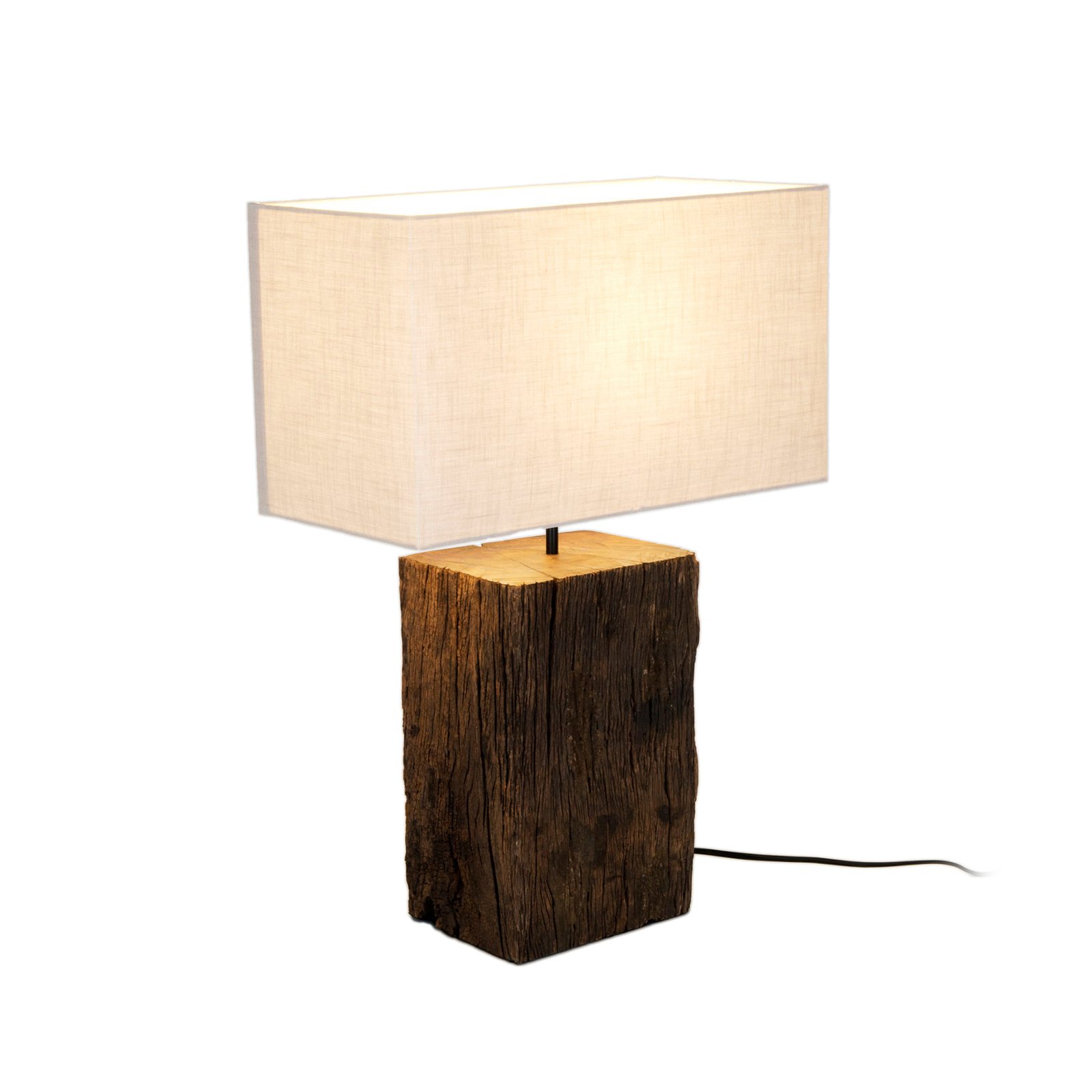 Lampa stołowa Montecristo, kolor drewna/beżowy, wysokość 59 cm, drewno