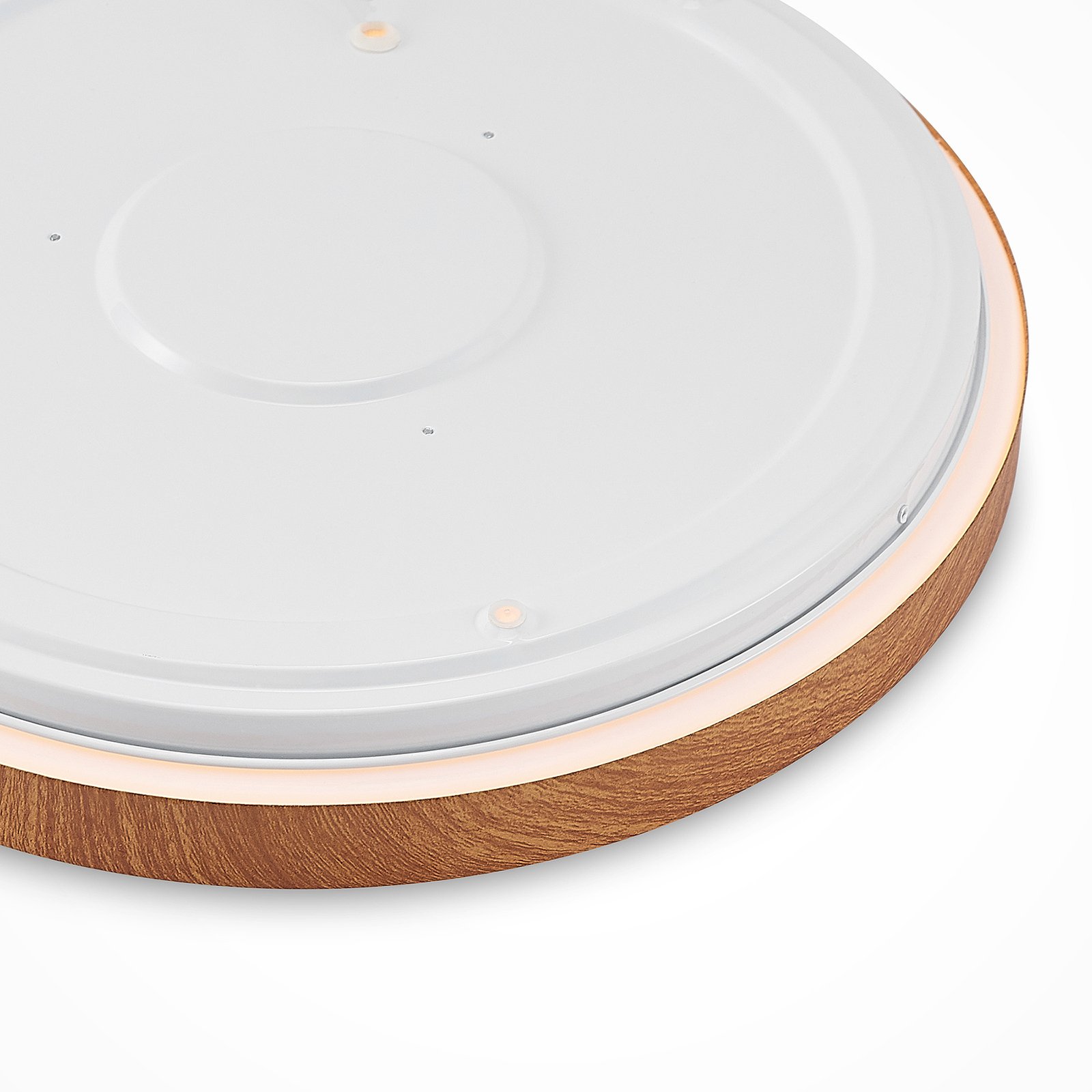 Lindby LED-Deckenleuchte Vaako, Ø 41 cm, Metall, Holzoptik