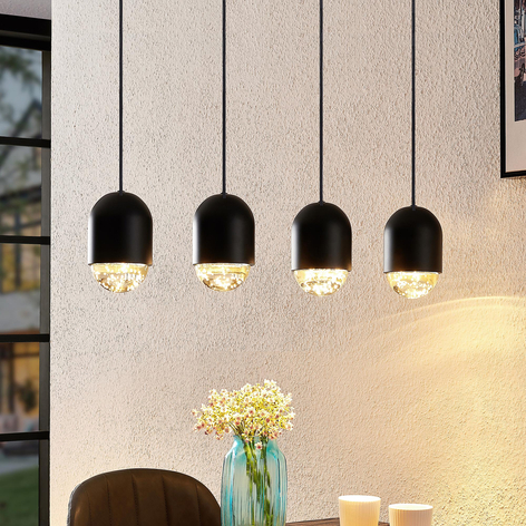 Lucande Amielle suspension, à 4 lampes, noire