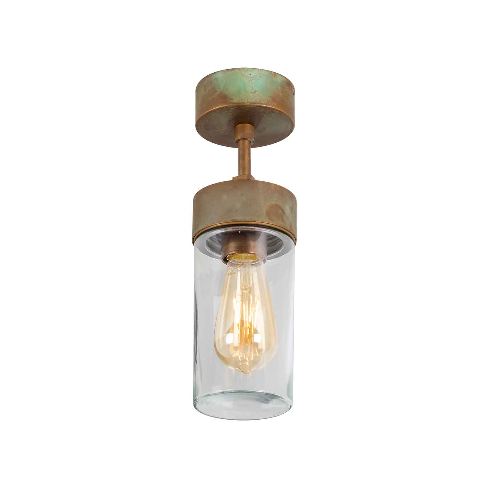 Moretti Silindar 3357 taklampe, antikk messing/klar - dimbar - antikk utelampe tak - messing, glass