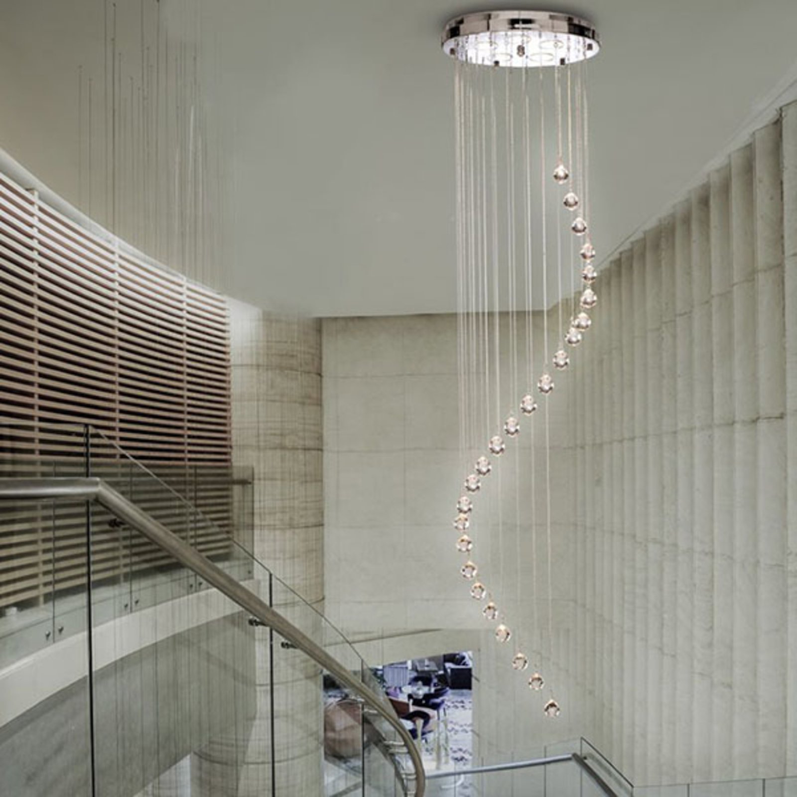 Závěsné světlo Hallway s křišťálovým ověsem, 180cm