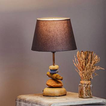 Stolní lampa Vera, textil a dekorace kamene, 38 cm