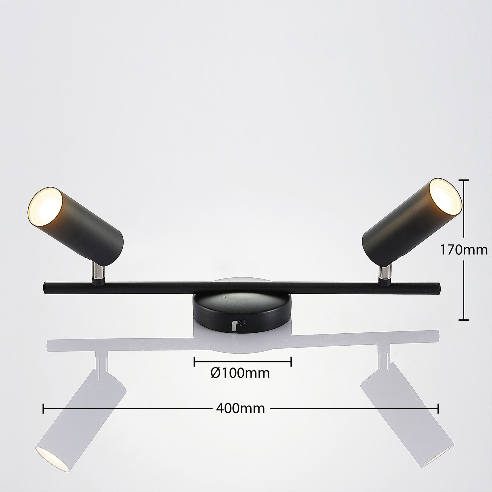 LED-kattovalaisin Camille, musta, kaksilamppuinen