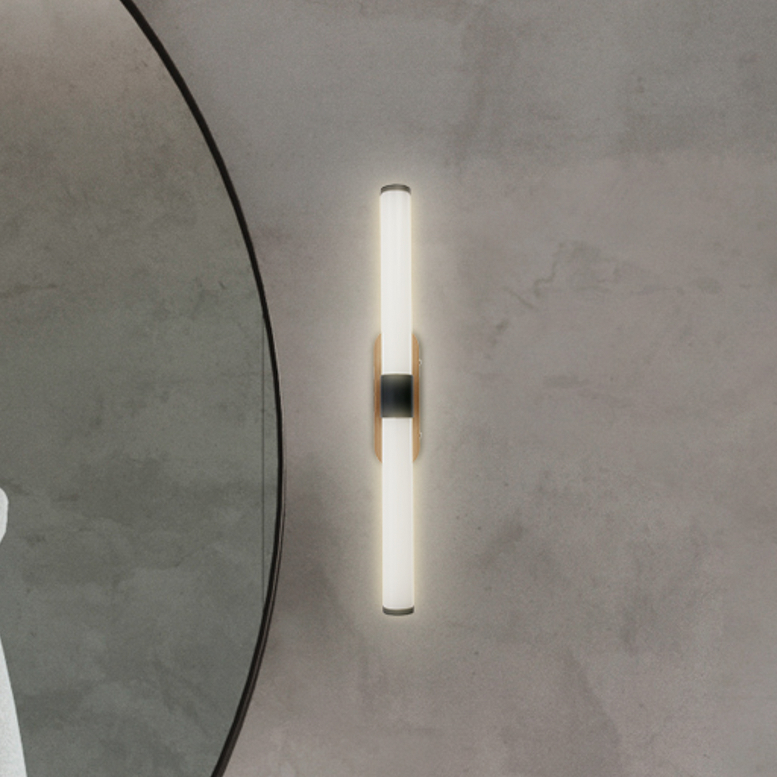 LED sienas lampa Runt, melna/koka 3000 K IP44 garums 40 cm