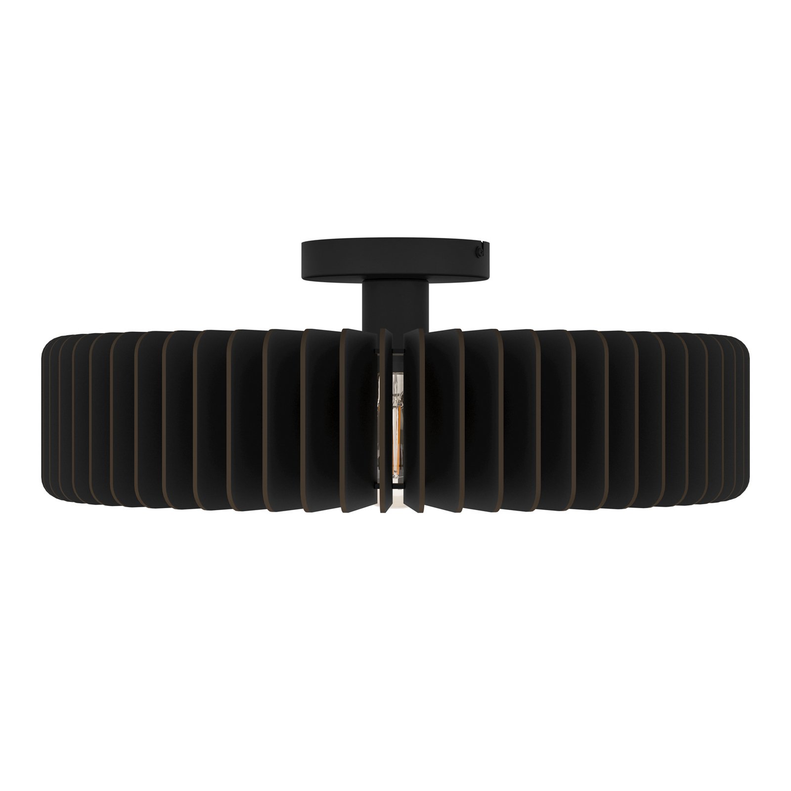 Palombaia ceiling lamp, black, Ø 50 cm, steel/wood, E27