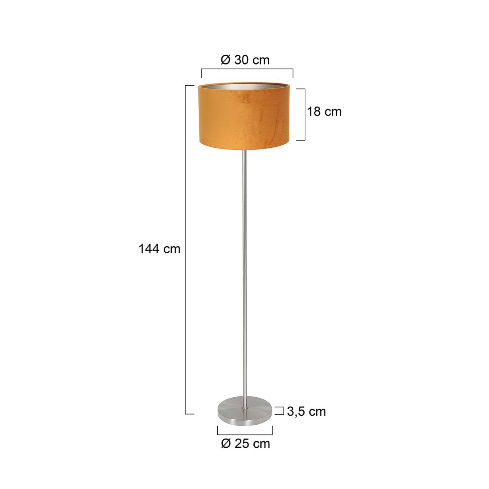 Levně Mexlite Stojací lampa Noor, ocel/zlatý velur, výška 144 cm, E27