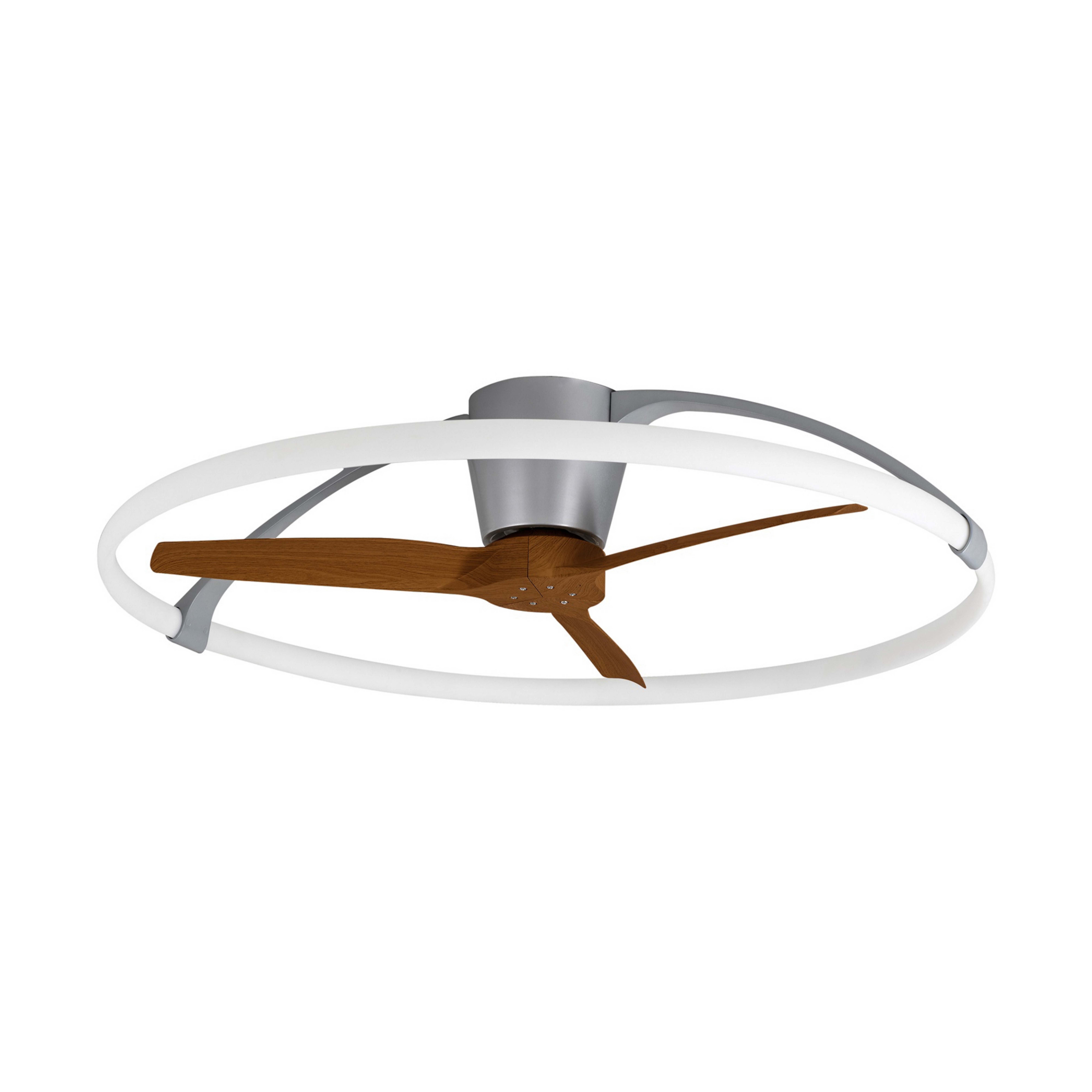 Smart LED-loftventilator Nepal, sølv/nøddetræ - Mantra