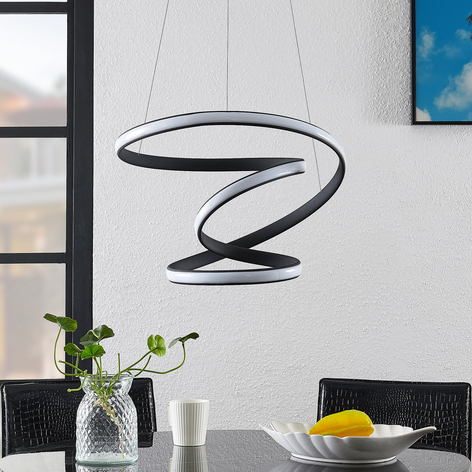 Lucande Sakina suspension LED noir sable Ø 48cm