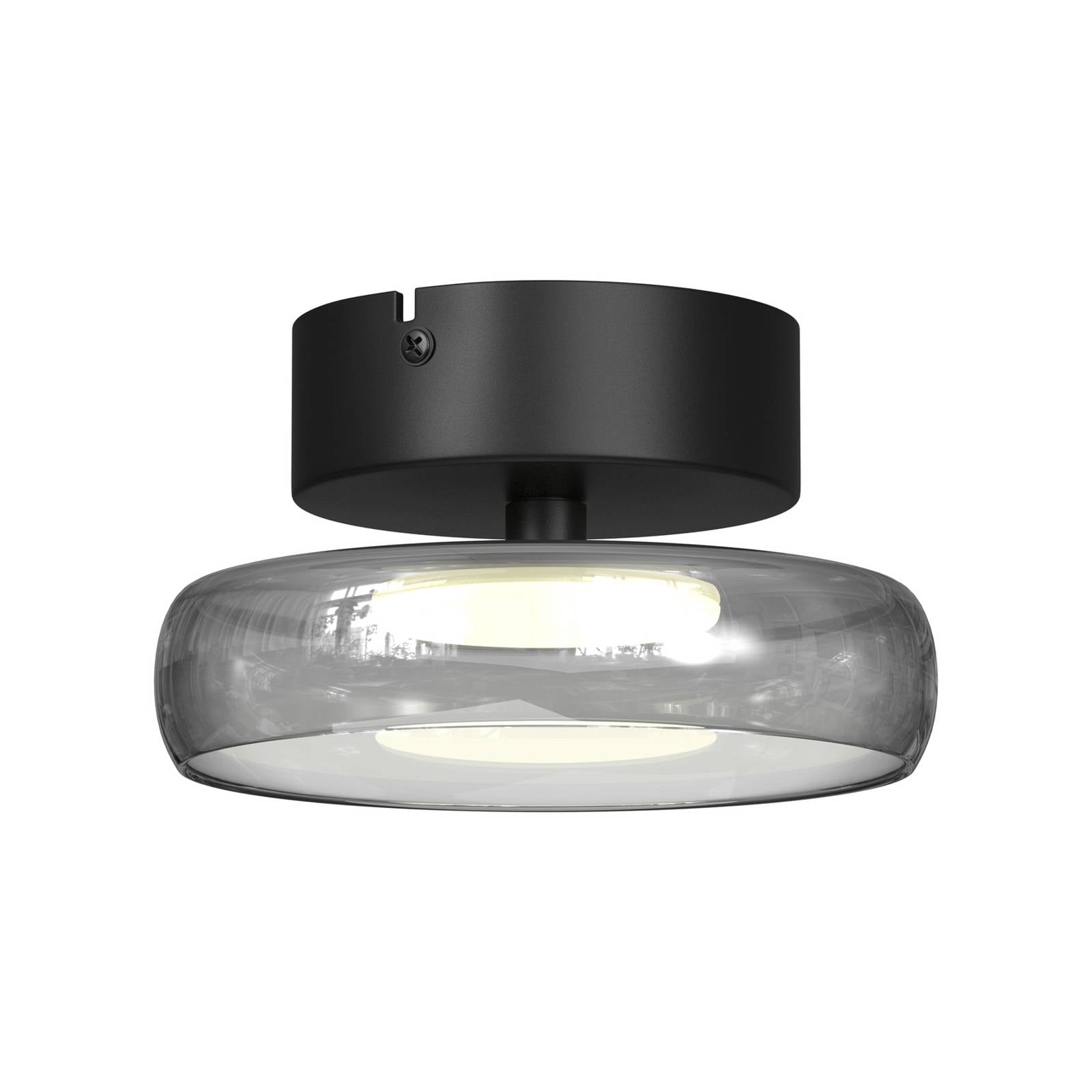 LED-Deckenleuchte FLOAT, grau/schwarz, Ø 20 cm, Glas/Metall