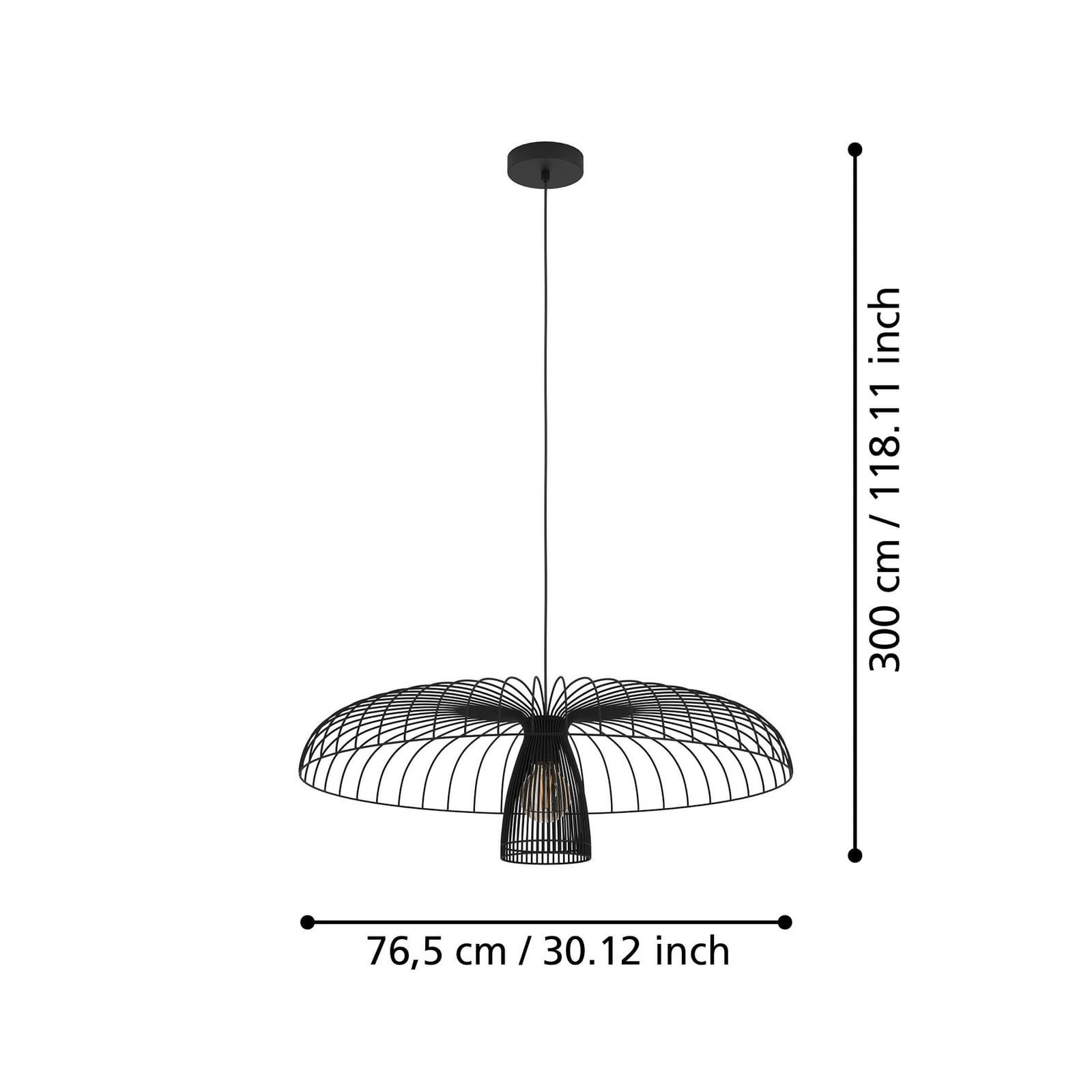 Lampa za vješanje Stars of Light Champerico, crna, Ø 77 cm, staklo