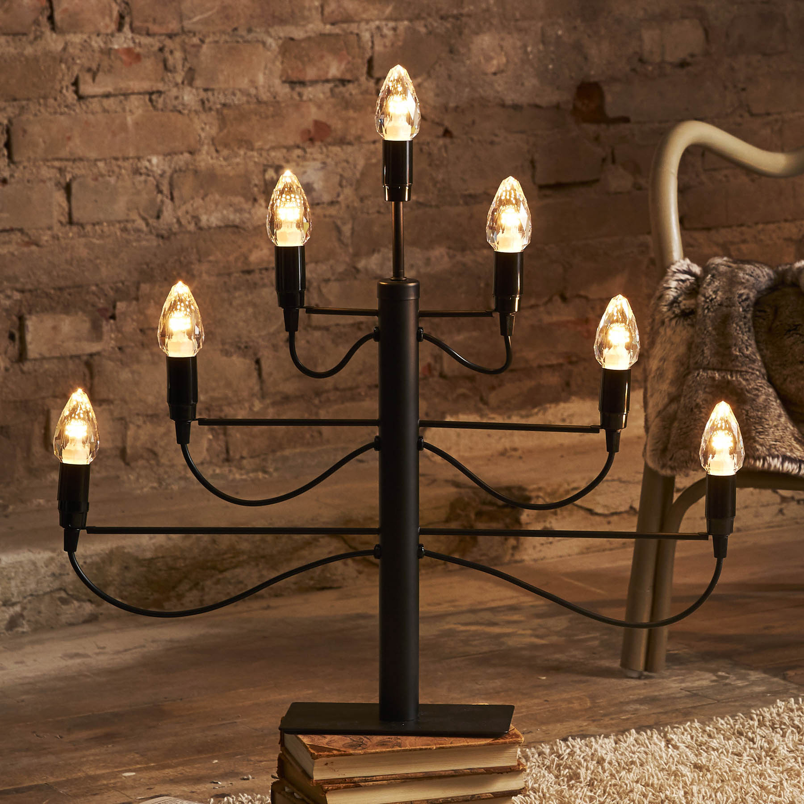 Milano candleholder, seven-bulb, matt black
