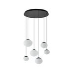 Tivar LED hanglamp, 6-lamps, zwart/wit, glas - Lucande
