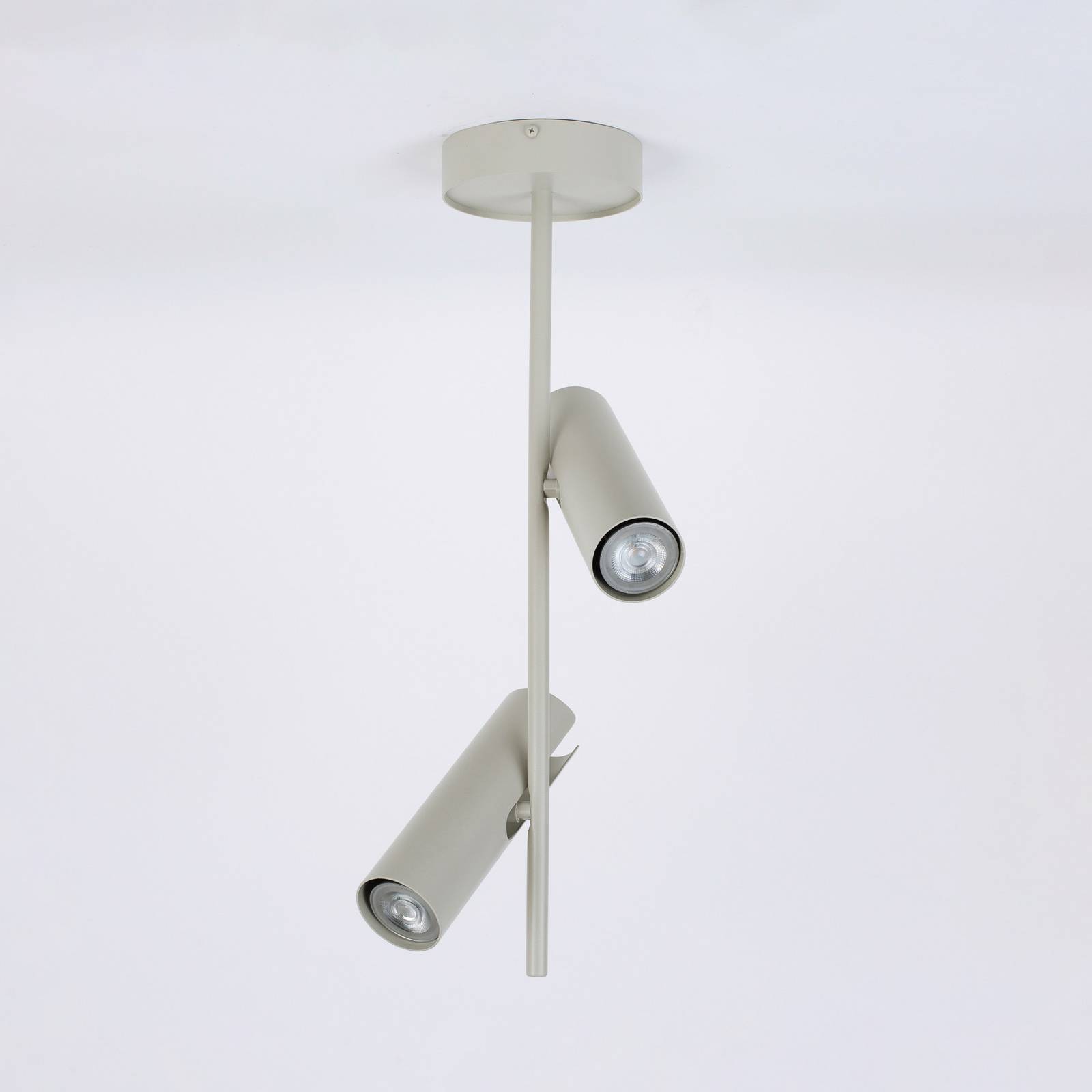 Deckenspot Leda 2, taupe, 2-flammig, Stahl, GU10, Höhe 55 cm günstig online kaufen